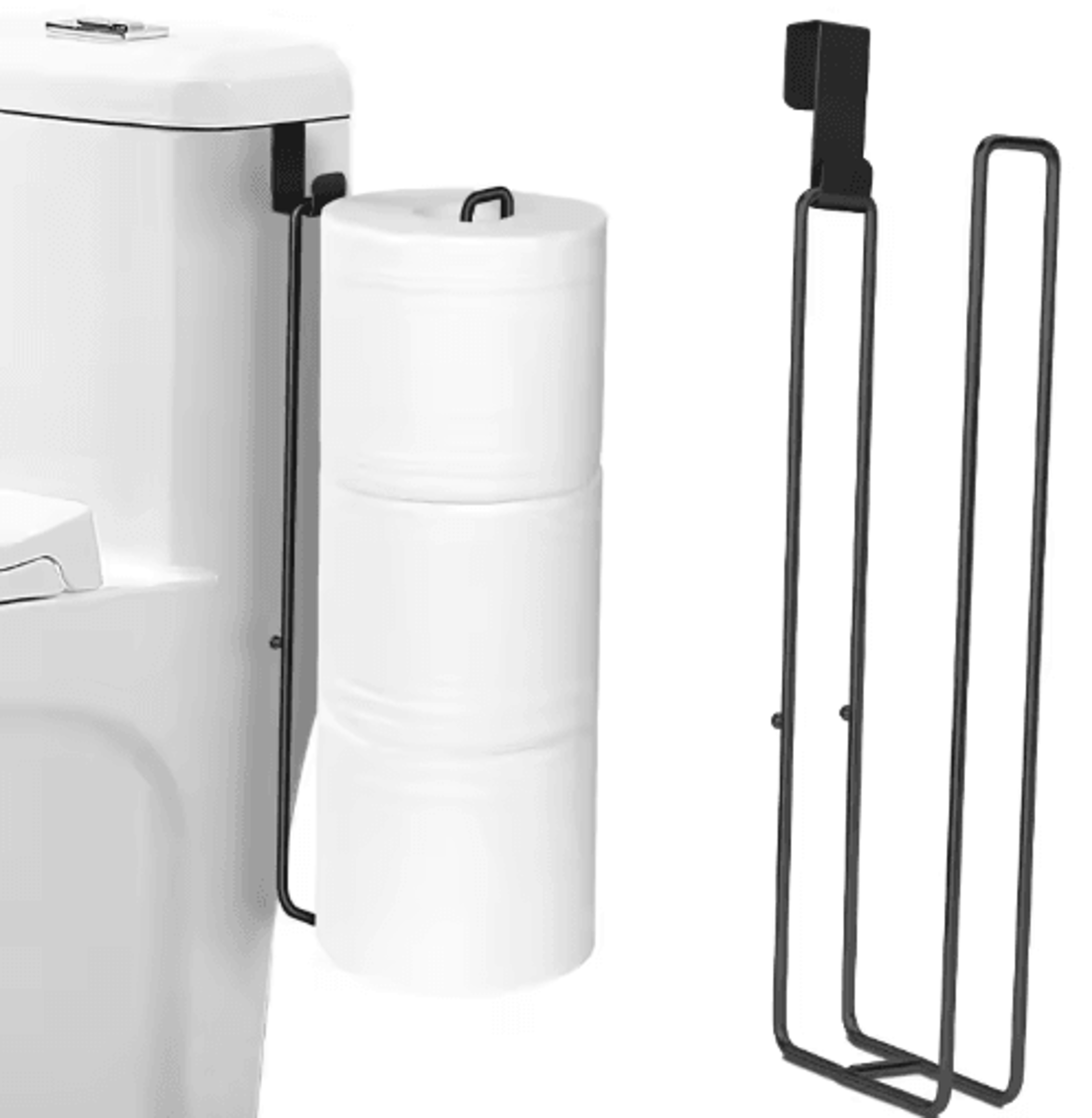Self Adhesive Toilet Paper Holder Black Iron Wall Mount Tissue Rack With Towel Bar 1