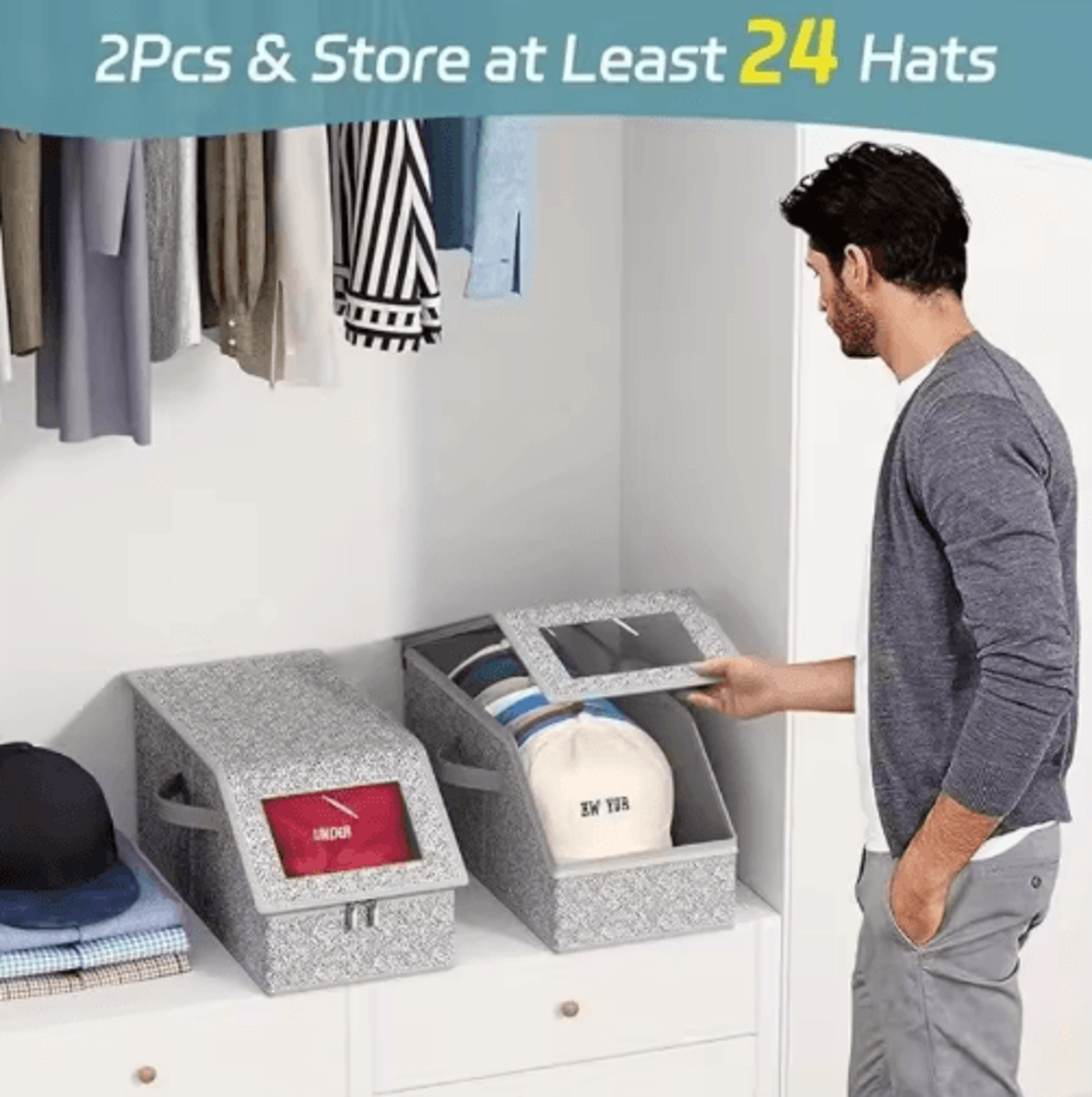 Nesting Hat Storage Bag Large Capacity Stackable Baseball Cap Organizer 1 To 2 Pc 7
