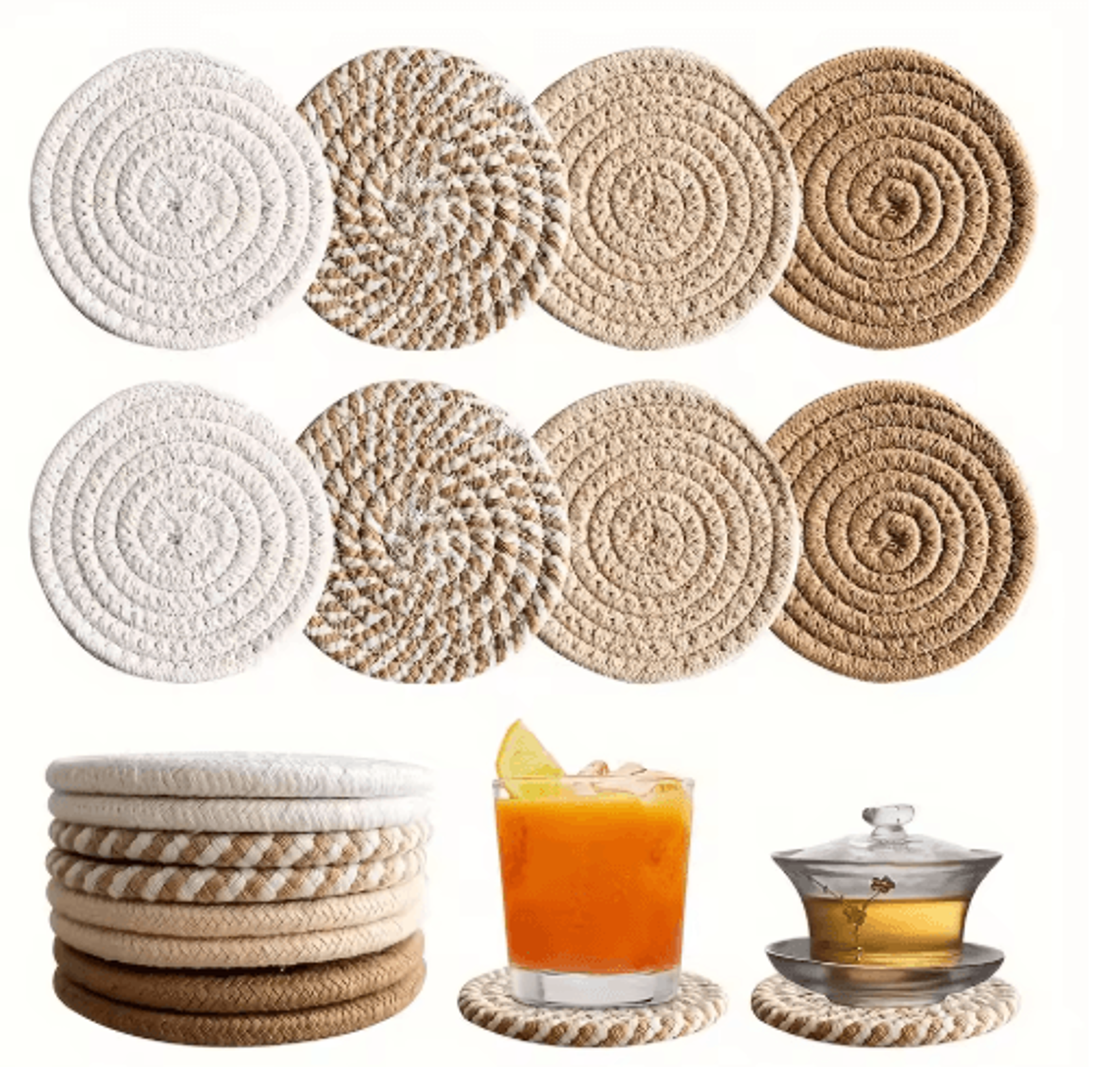 Absorbent Coasters Set 8 Pcs Minimalist Brown Drink Mats For Home And Bar 6