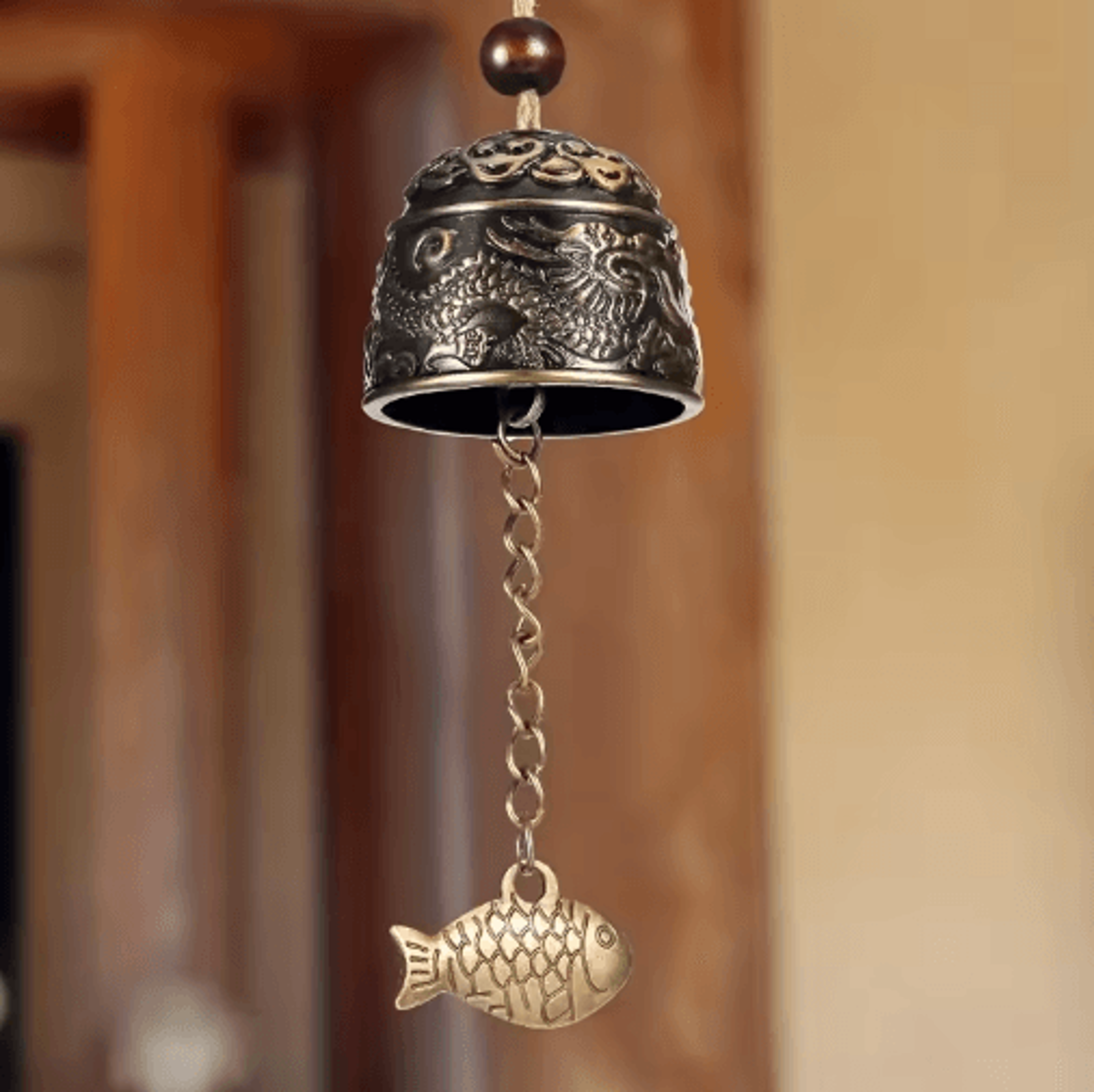 Vintage Dragon Feng Shui Wind Chime Metal Good Luck Hanging Bell For Home And Garden 0