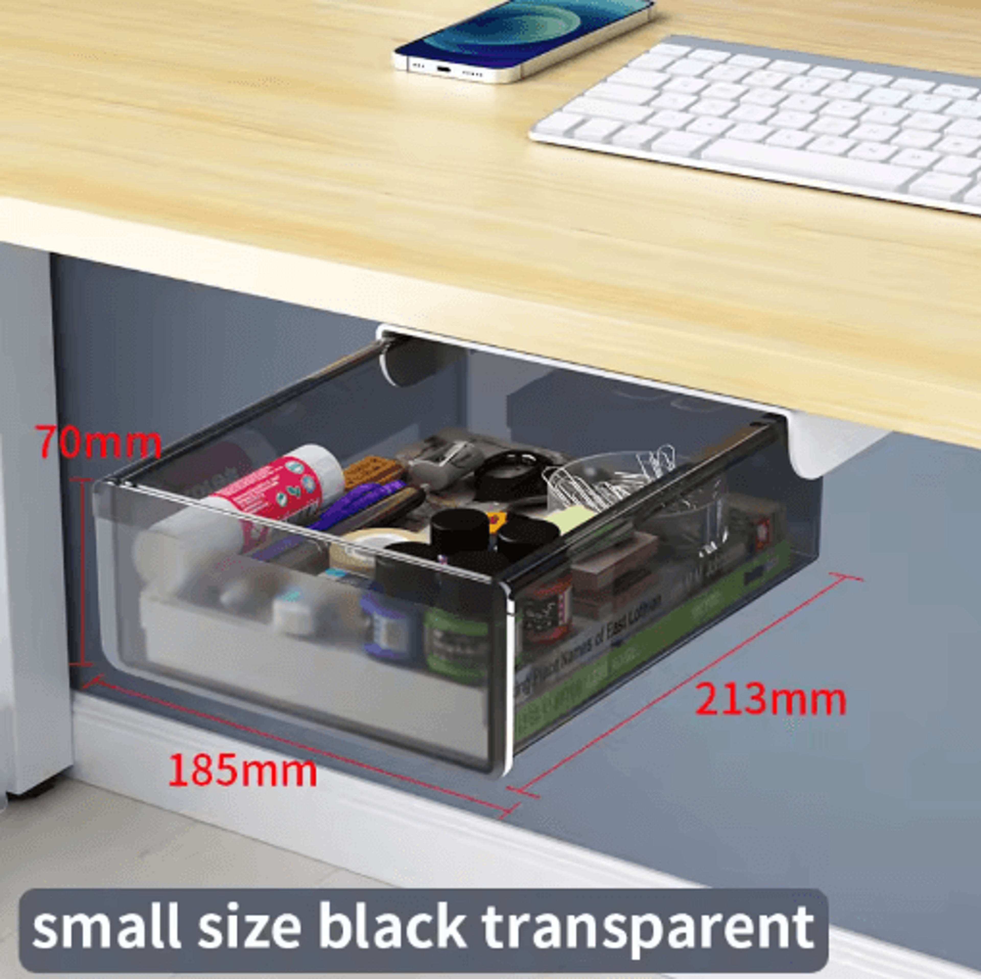 Self Adhesive Under Desk Drawer Drill Free Plastic Storage For Office And Home 15