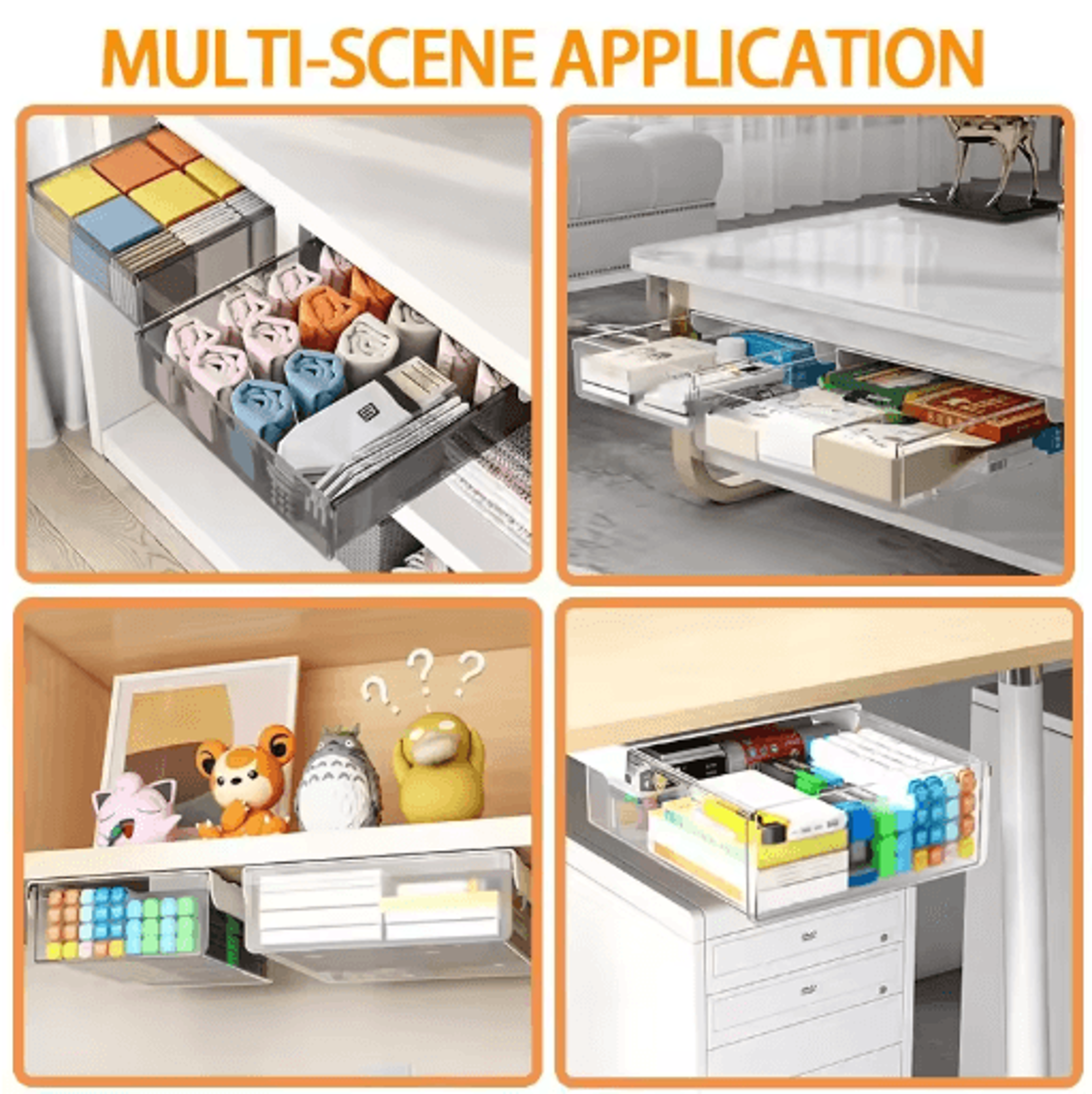 Self Adhesive Under Desk Drawer Drill Free Plastic Storage For Office And Home 16