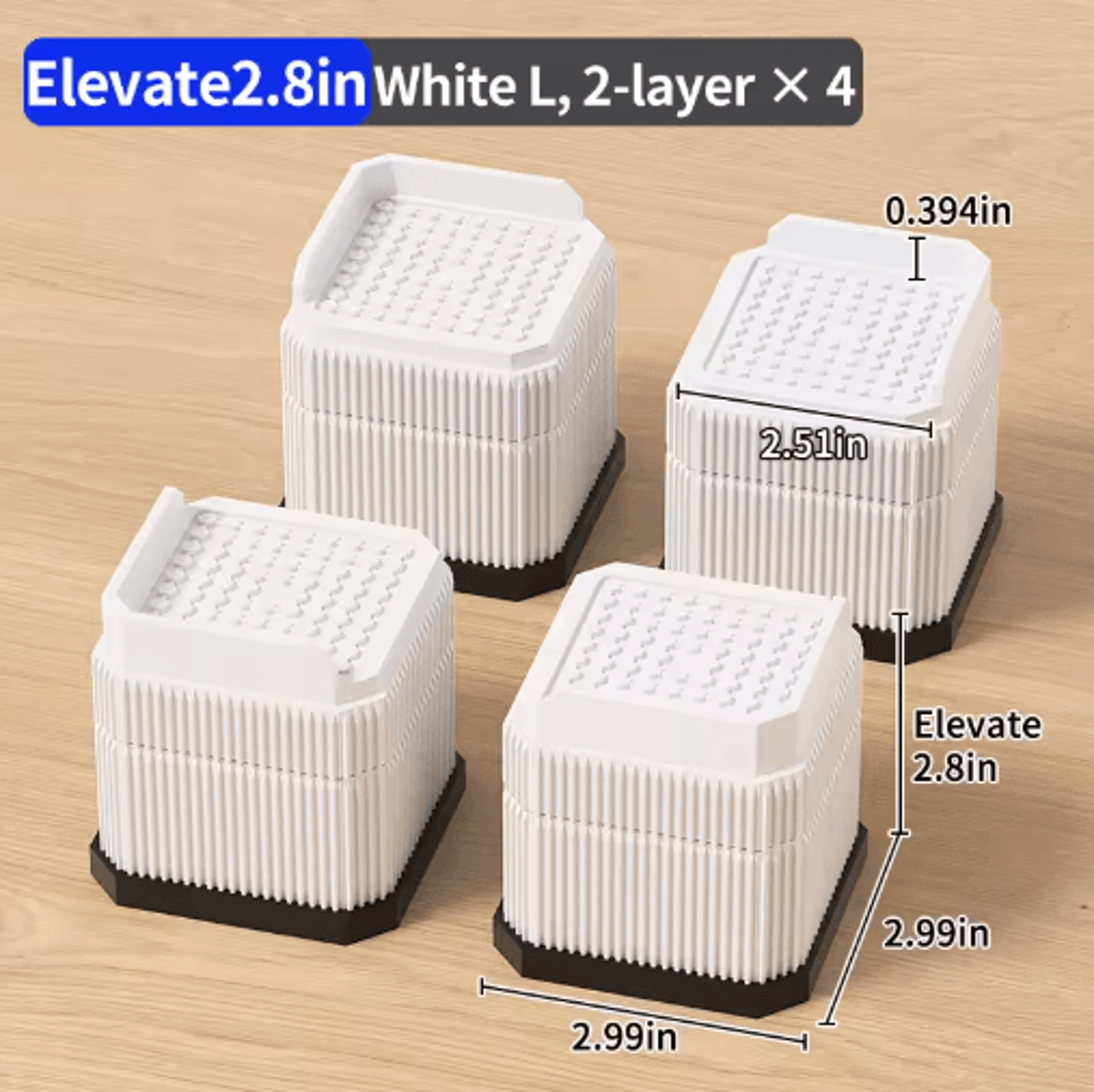 Stackable Furniture Heightening Pads Heavy Duty Anti Slip Risers For Tables Chairs And Beds 10