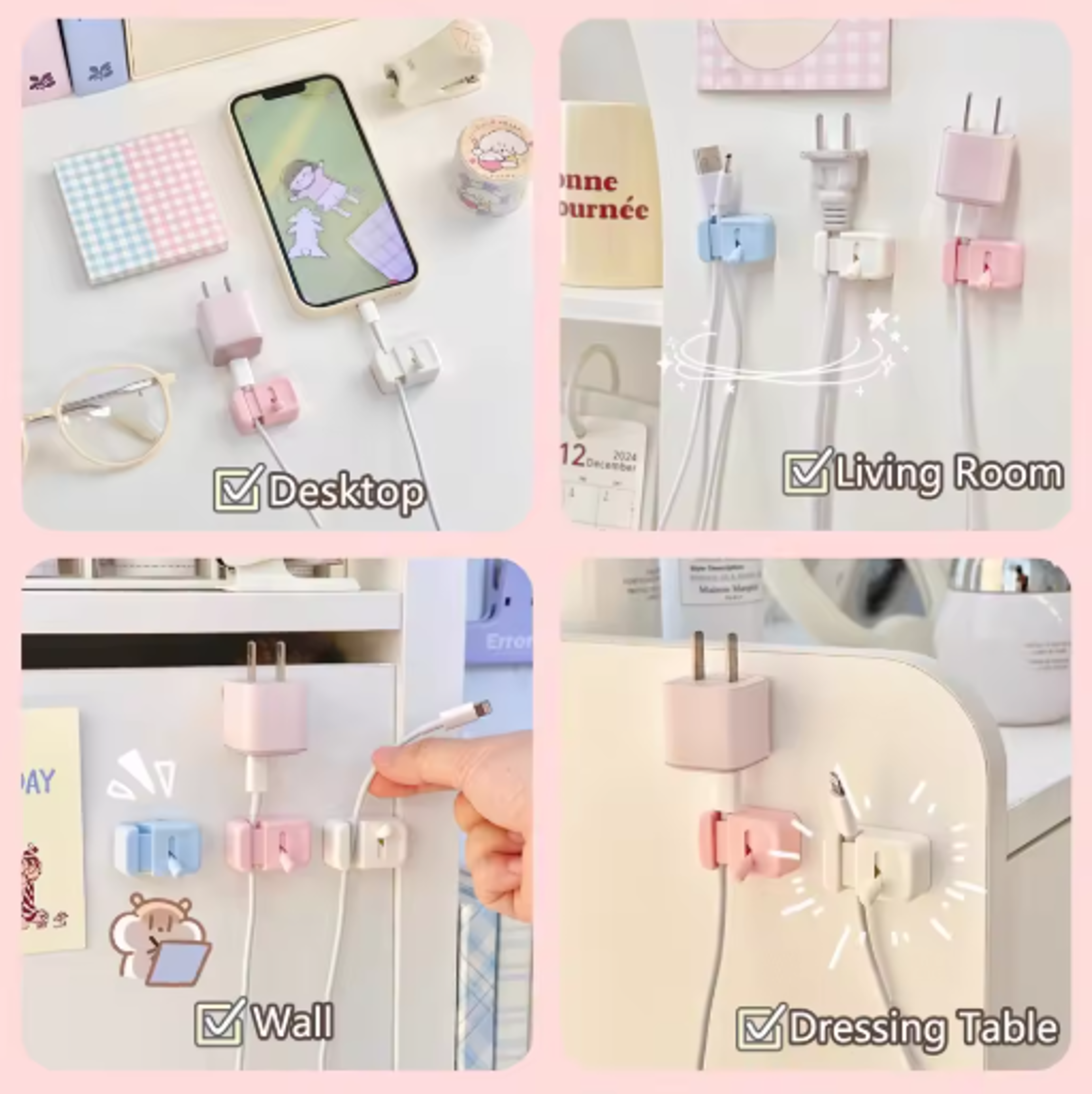 Desktop Cable Organizer Cable Clips for Charging Cords Data Wires and Desk Management – view 19