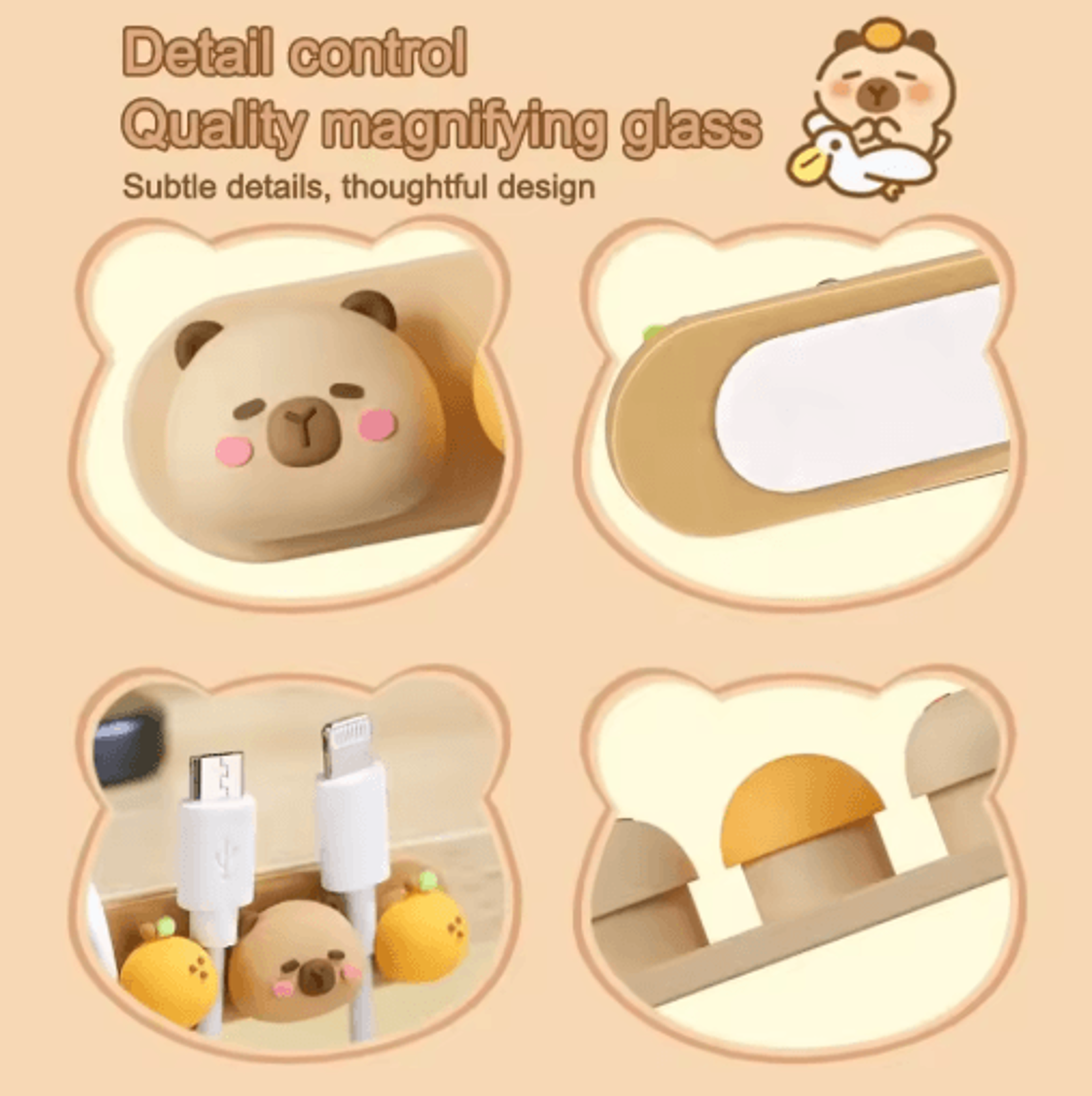 Capybara Desktop Cable Organizer Cute Silicone Punch Free Holder For Charging And Data Cables 15