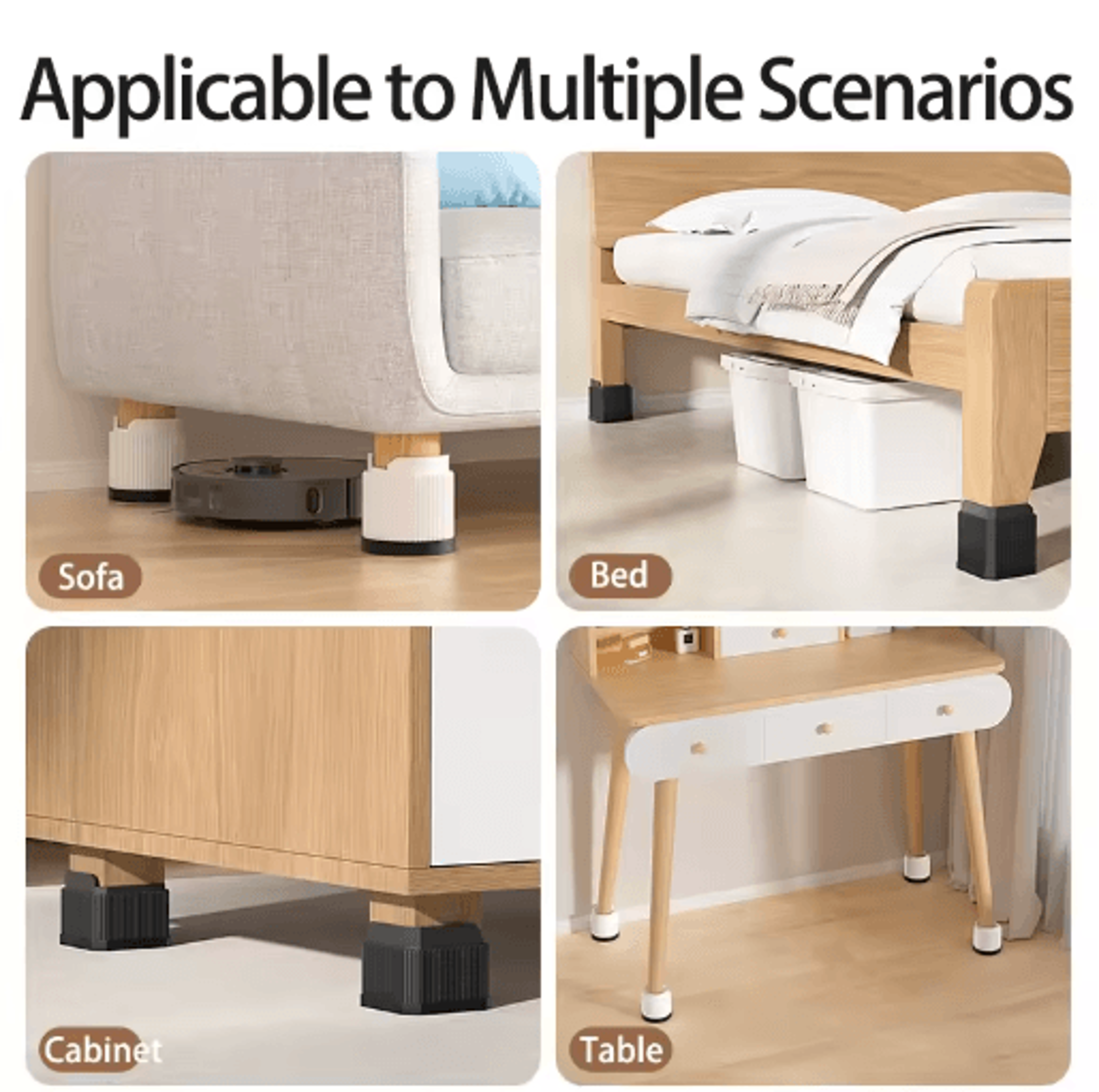 Adjustable Height Furniture Risers Multi Size Leg Protectors For Sofa Bed And Chair 13