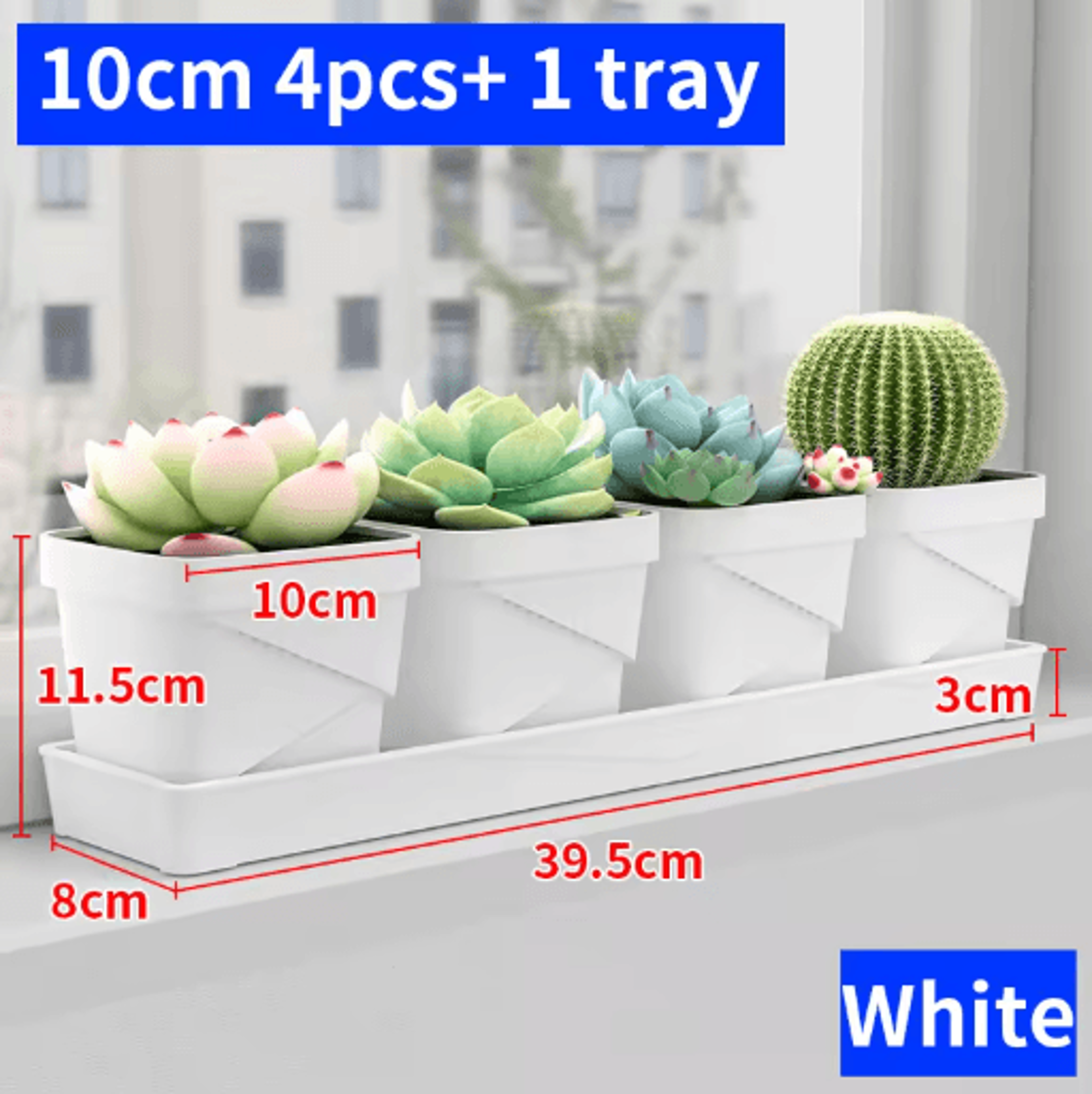 Square Ventilated Plastic Flower Pot Succulent Planter With Thick Drainage Tray 4