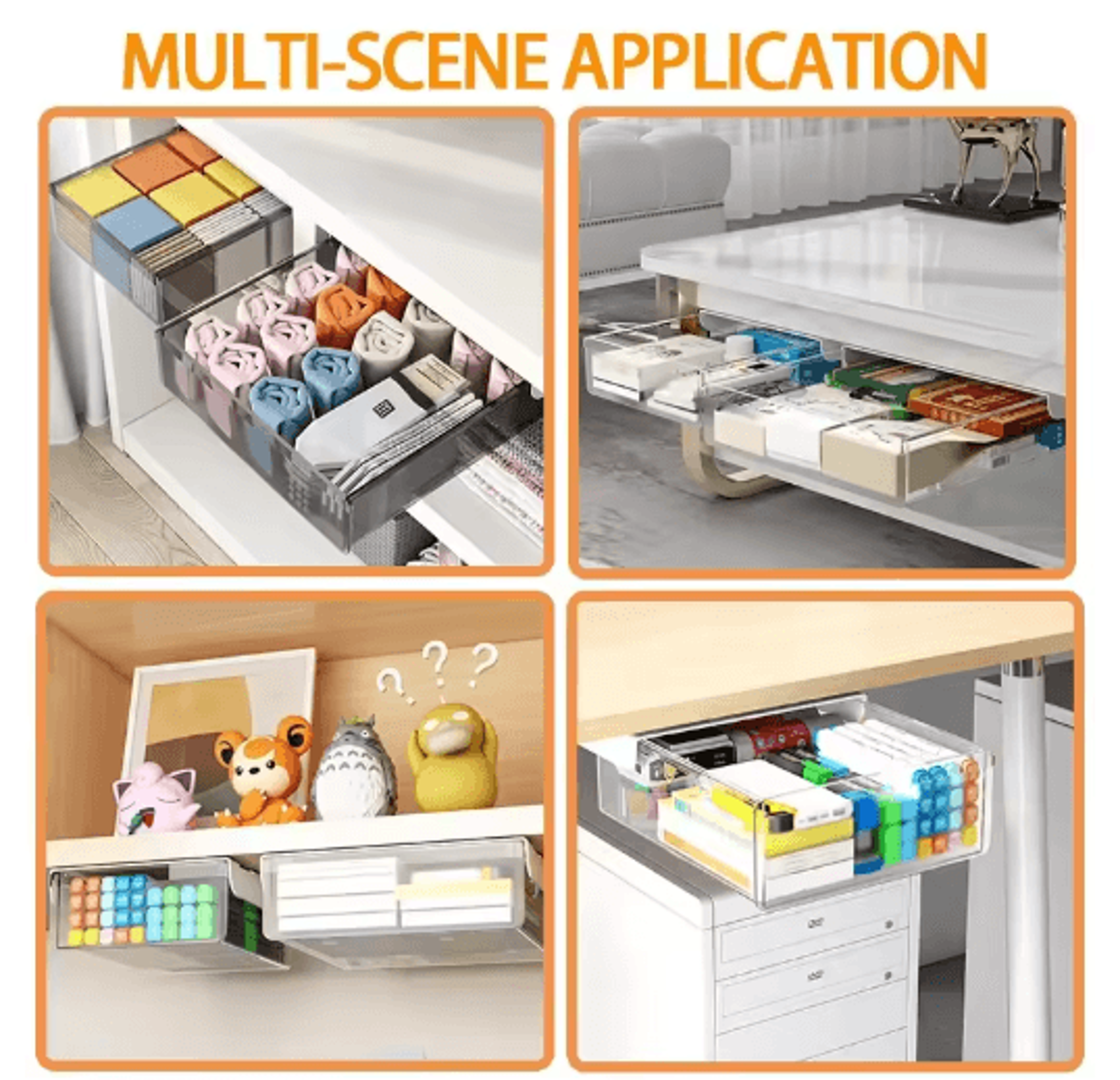 Under Desk Drill Free Storage Drawer Hidden Office Organizer For Desktop Accessories 16