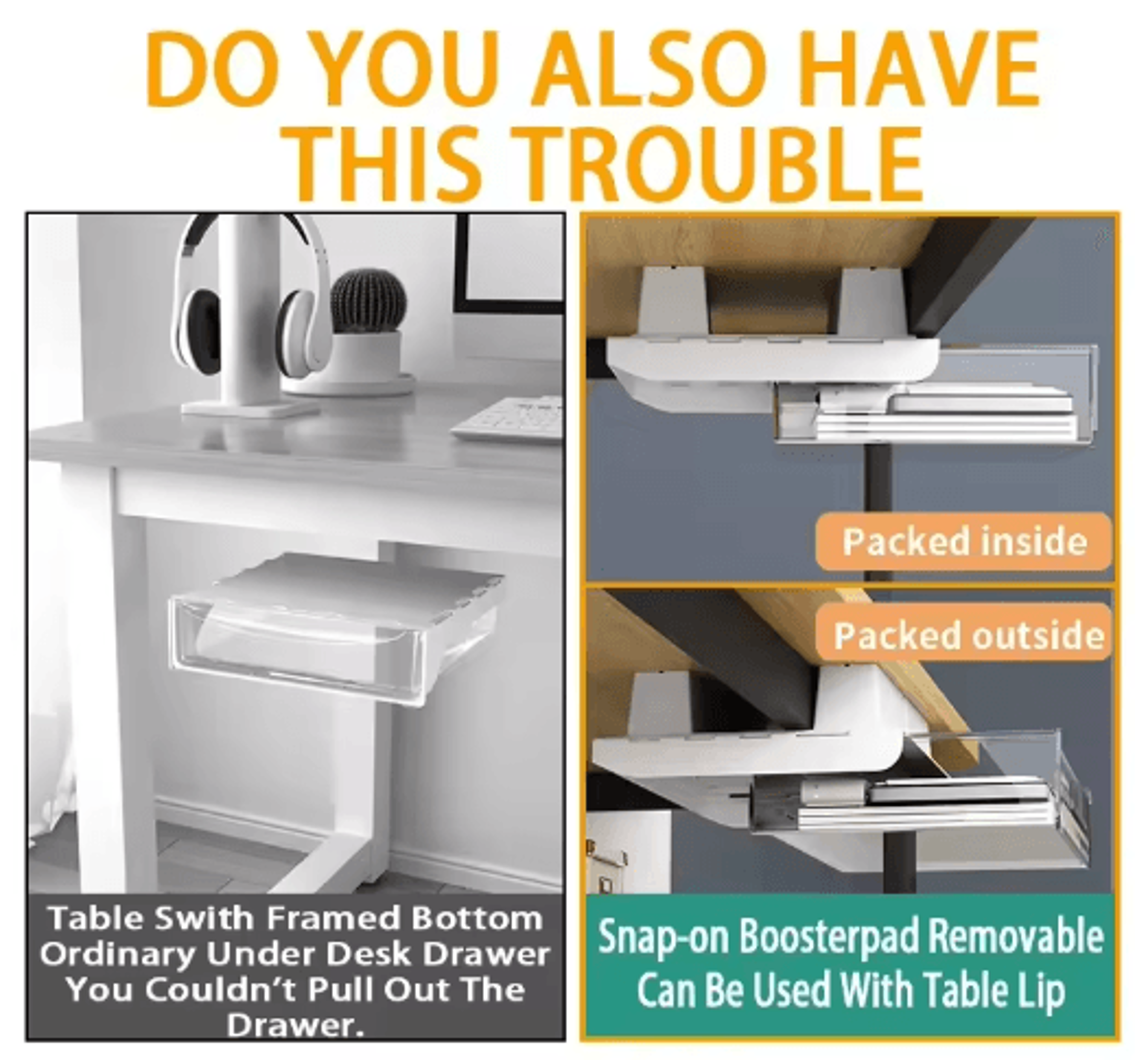 Under Desk Drill Free Storage Drawer Hidden Office Organizer For Desktop Accessories 20