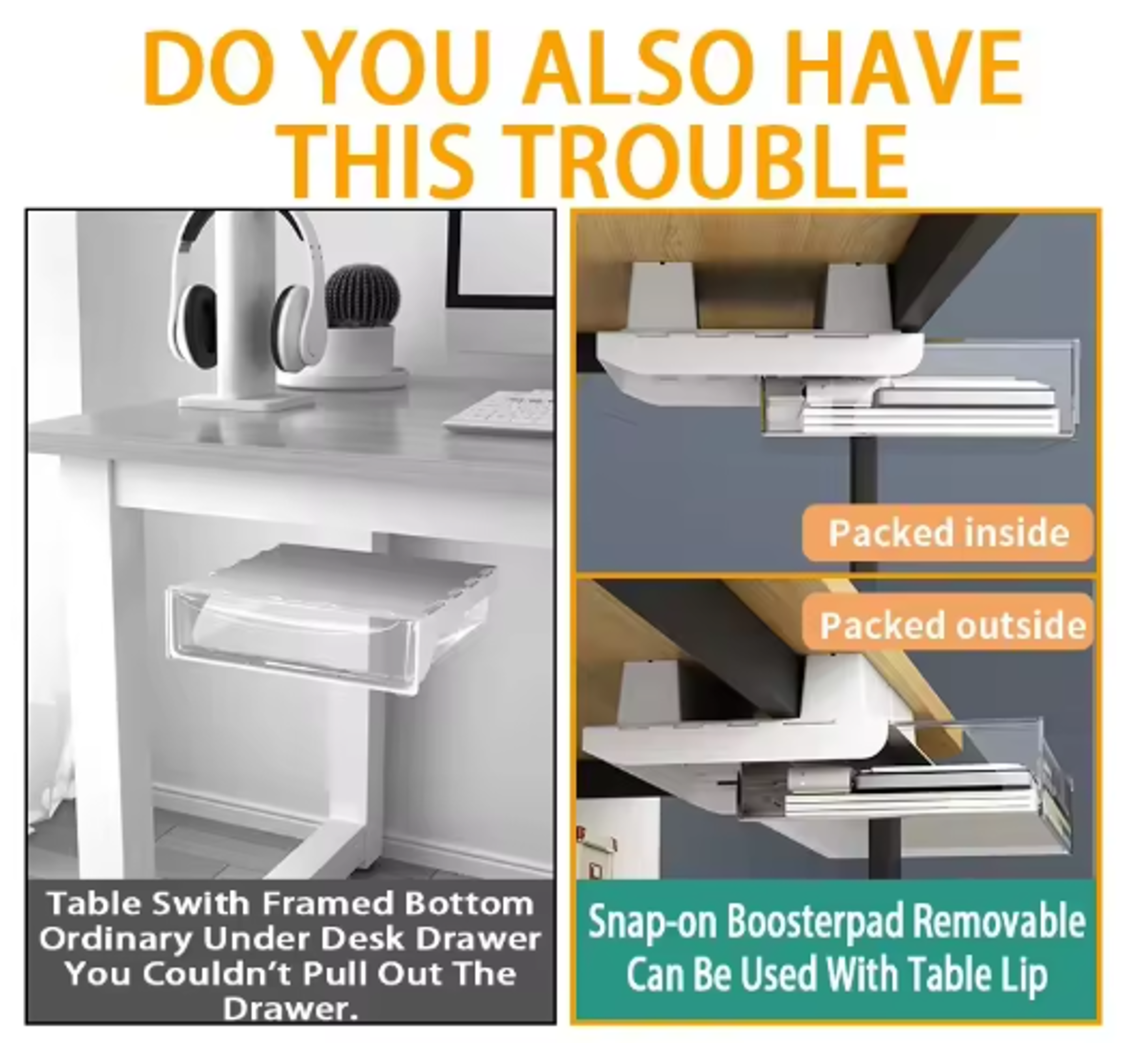 Under Desk Drill Free Storage Drawer Hidden Office Organizer for Desktop Accessories – view 23