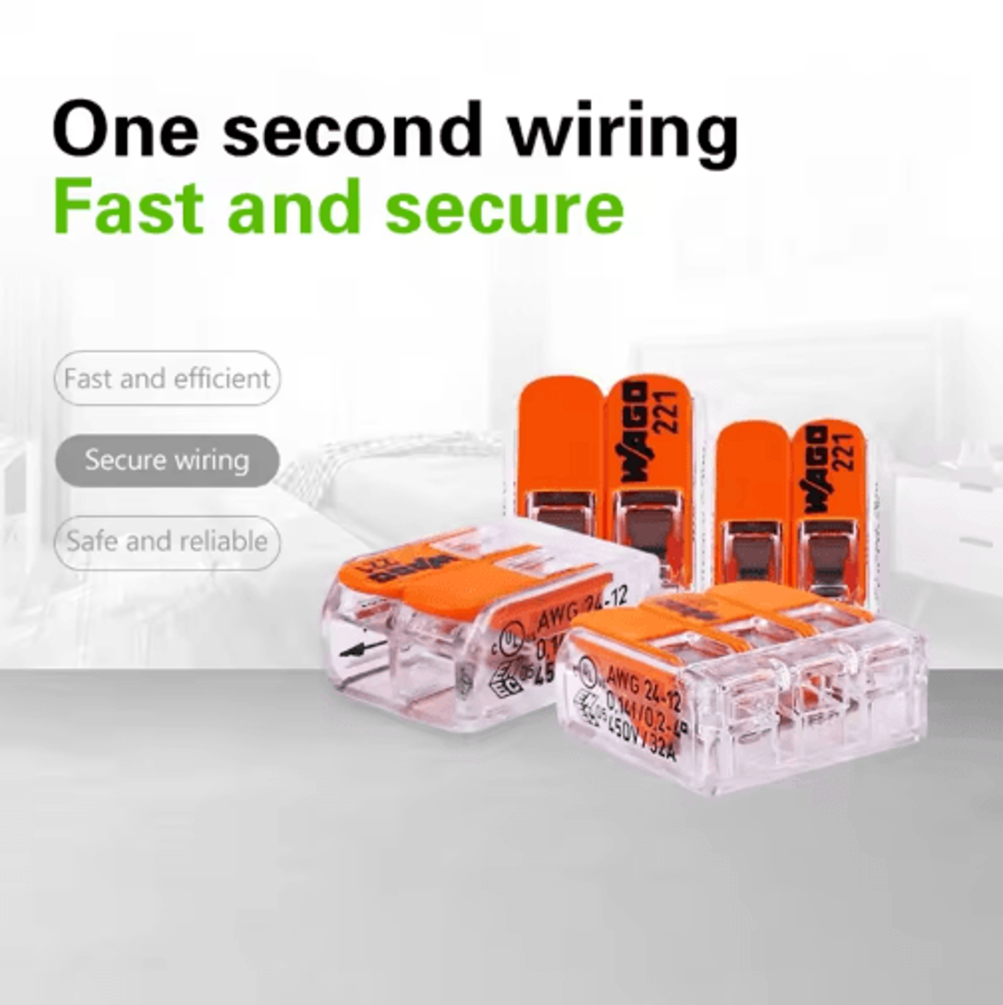 Original WAGO 221 Series Wiring Connectors Lever Nut Terminal Blocks Multiple Models Available 0