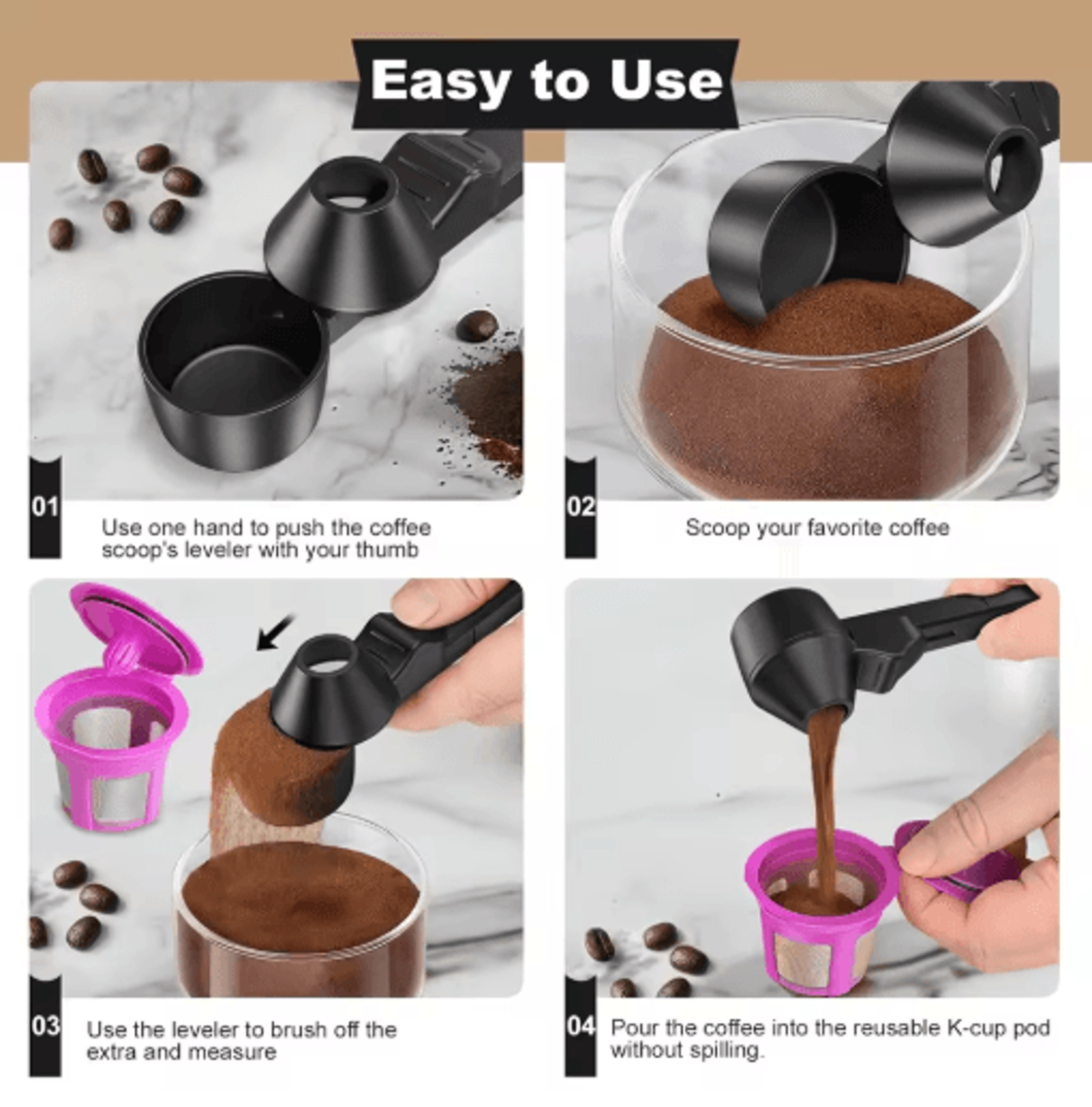 Creative Sliding Leakproof Coffee Scoop Protein Powder Measuring Spoon With Hanging Hole 3