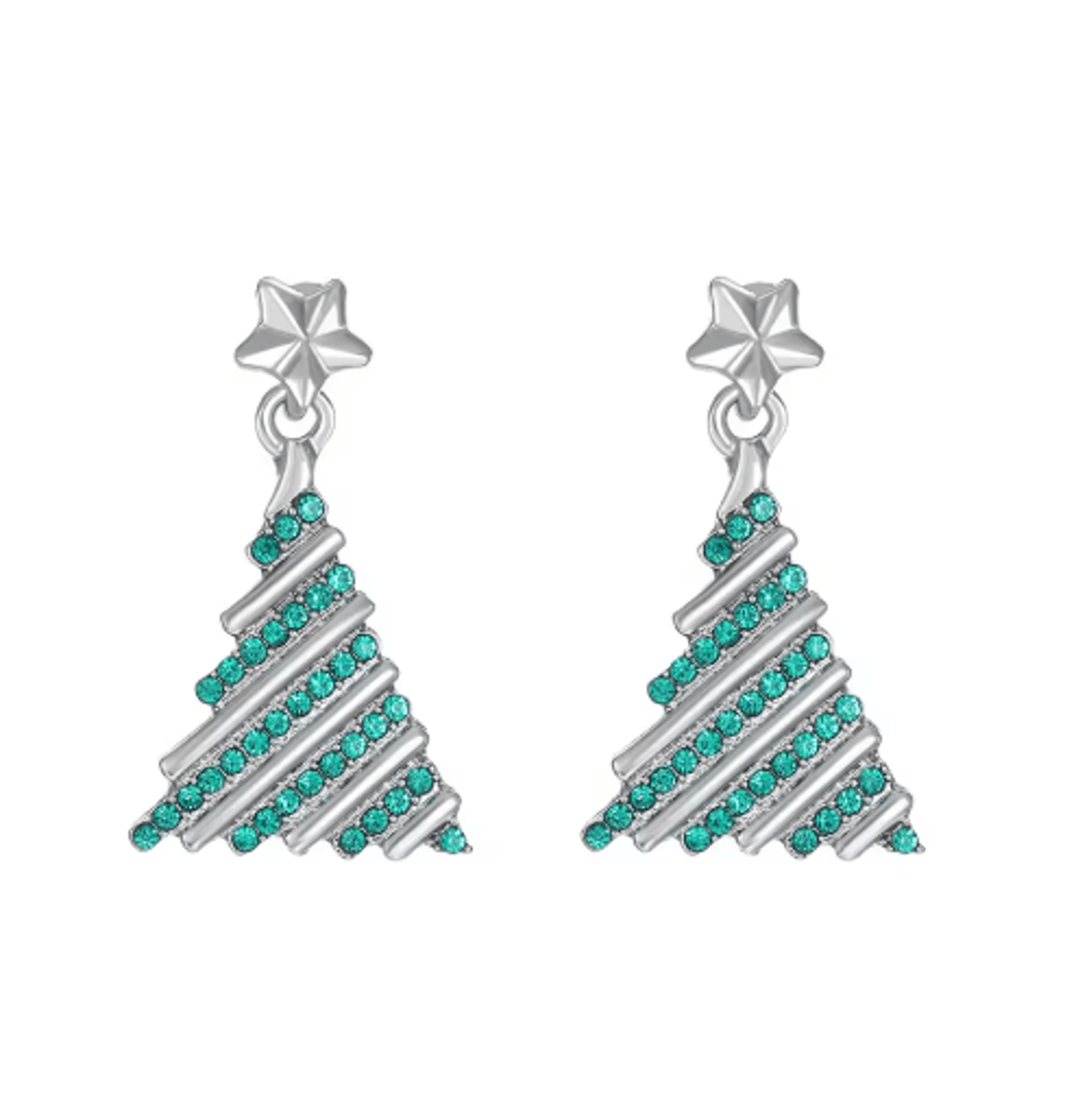 Christmas Tree Dangle Earrings Shiny Rhinestone Star Drop Earrings For Women And Girls 3