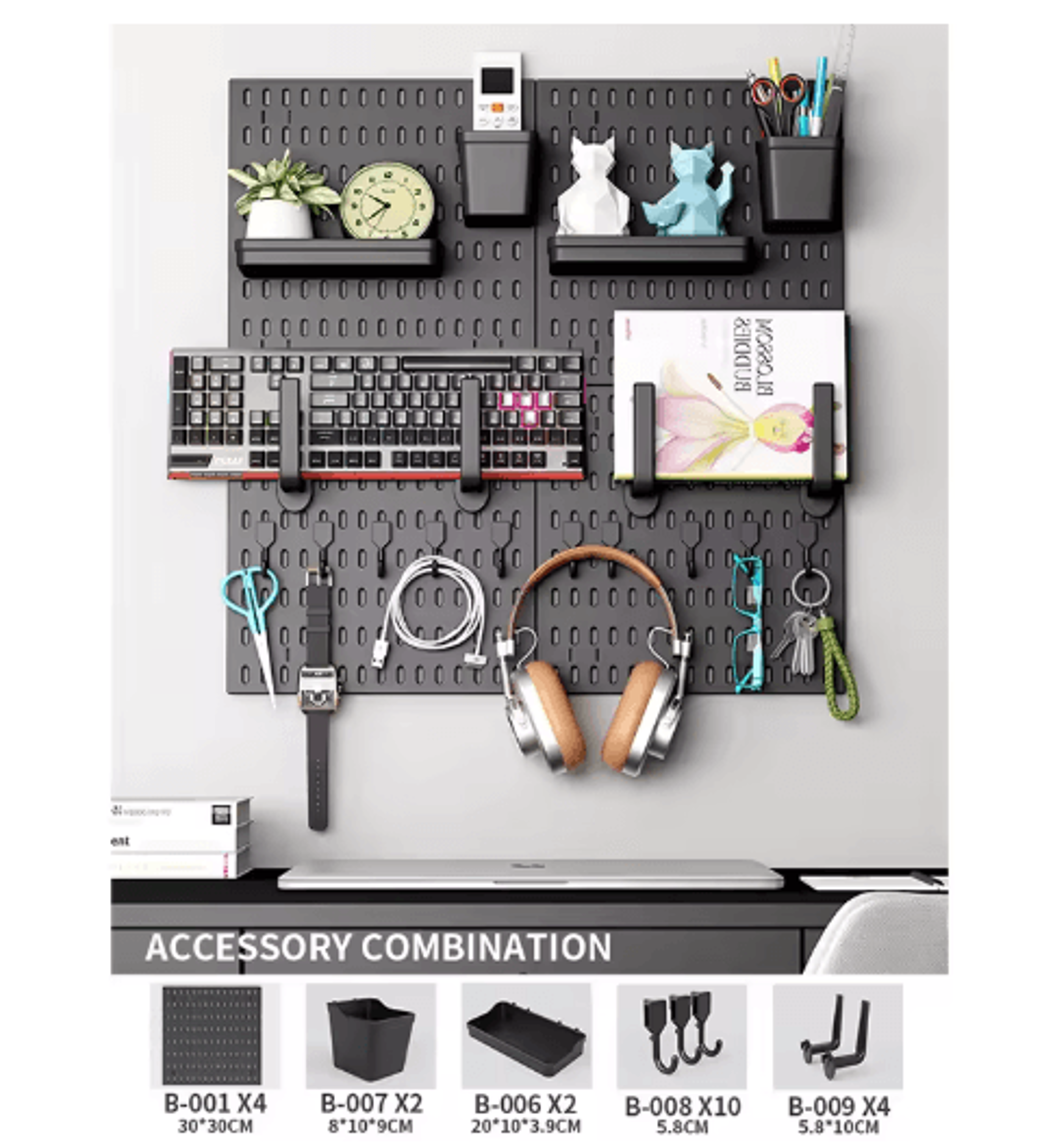 Multi Functional Entryway Storage Rack Doorway Organizer With Hooks And Partition Boards 24