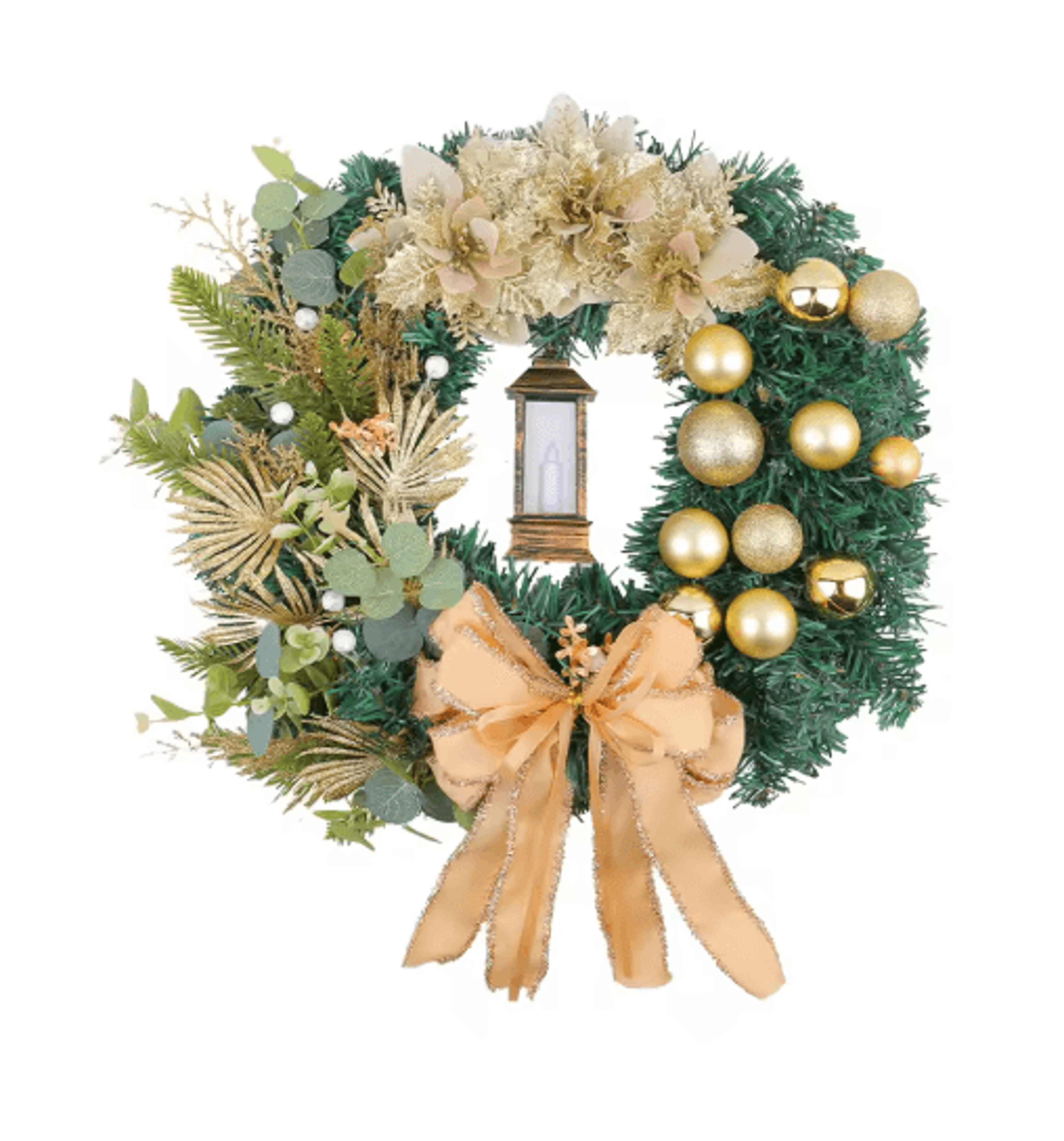 Christmas LED Wreath With Red Bow Lighted Holiday Garland For Indoor And Outdoor Decor 8