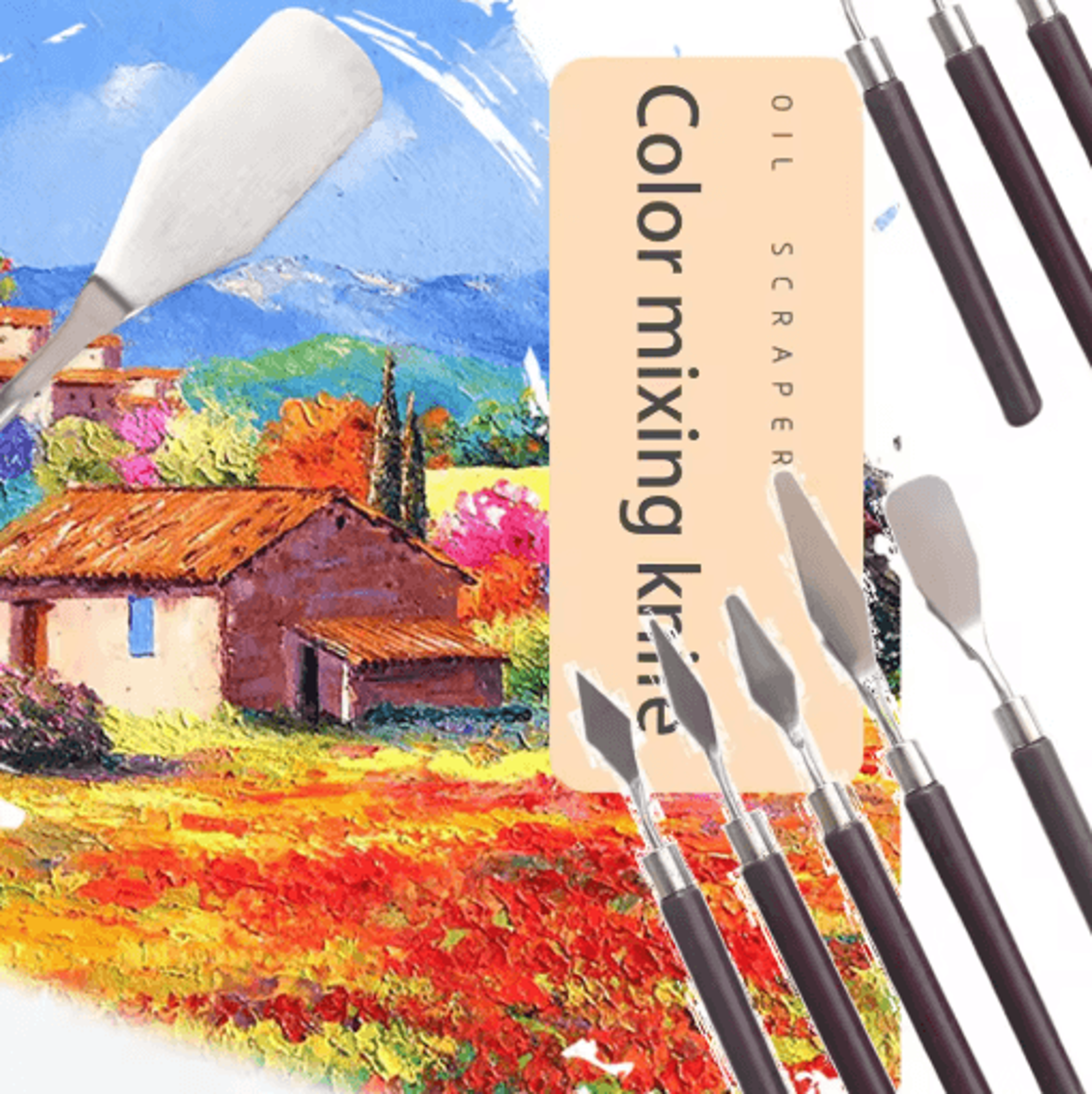 5PCS Stainless Steel Palette Knife Set Wooden Handle Painting Scraper Tools For Oil And Gouache Art 0