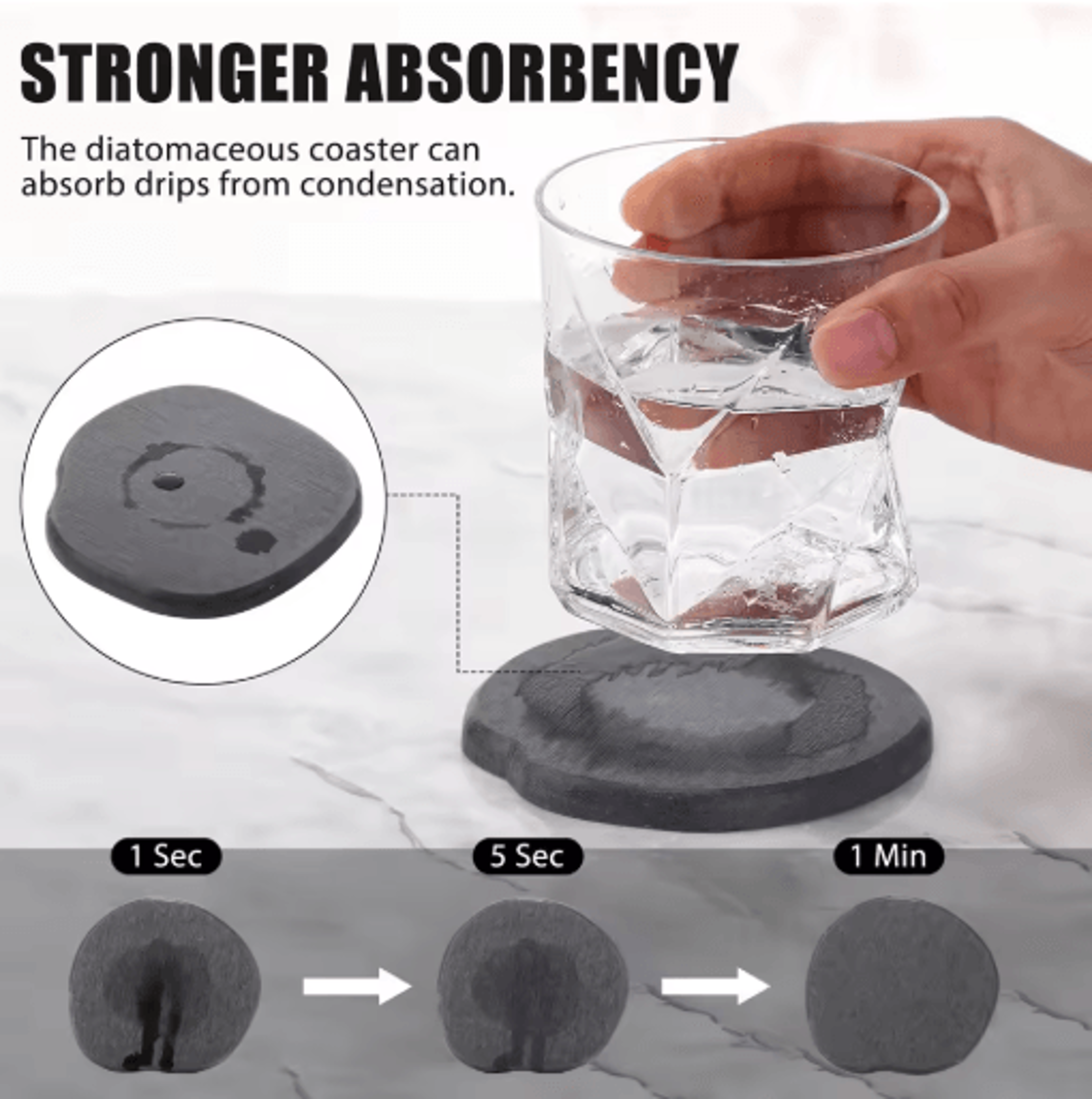 Diatomite Coasters Set Fast Drying Absorbent Non Slip Round Coasters 4 To 8 PCS 4Inch 7
