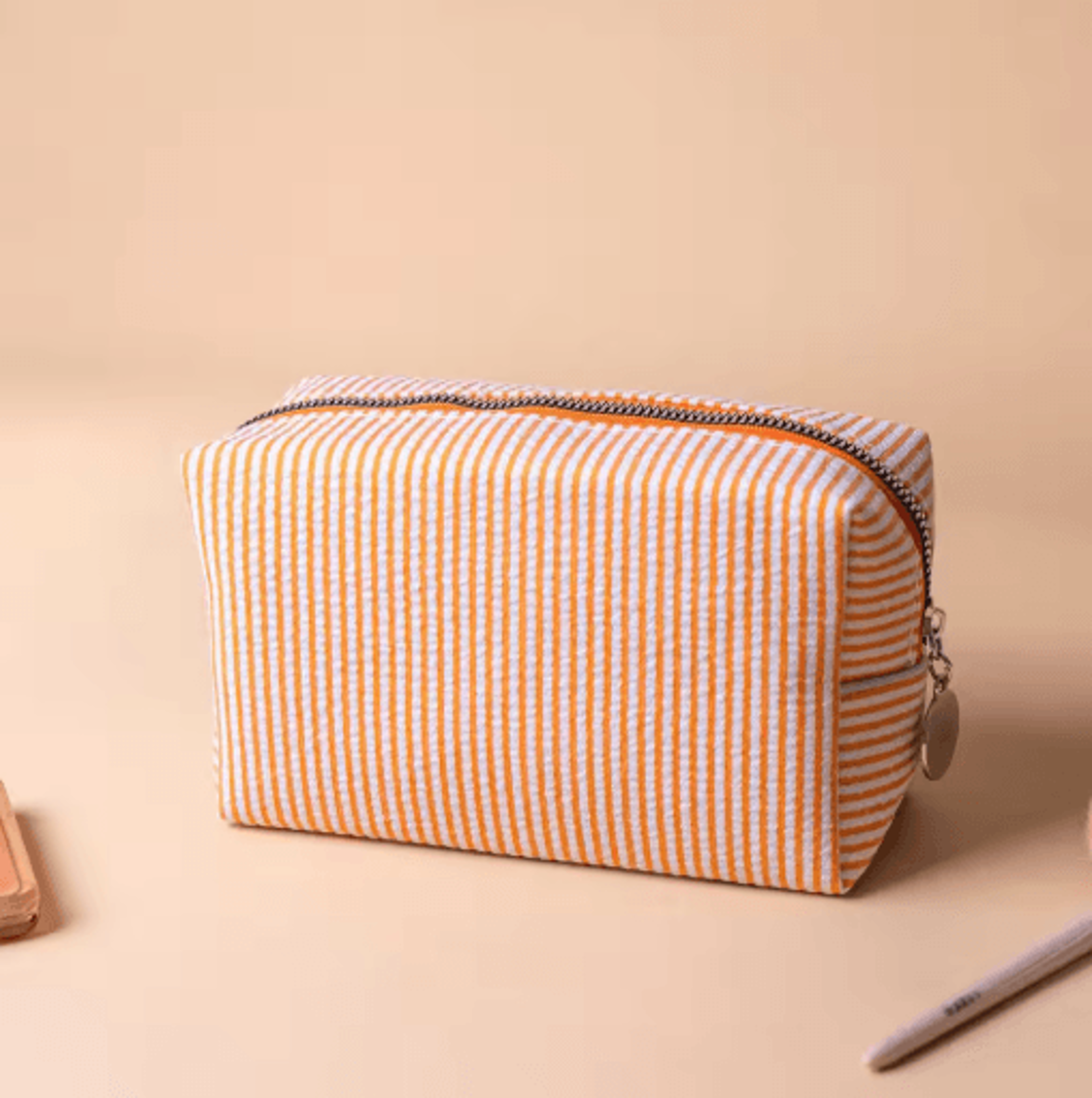 Striped Embroidery Makeup Bag Waterproof Travel Toiletry Organizer With Bubble Print 6