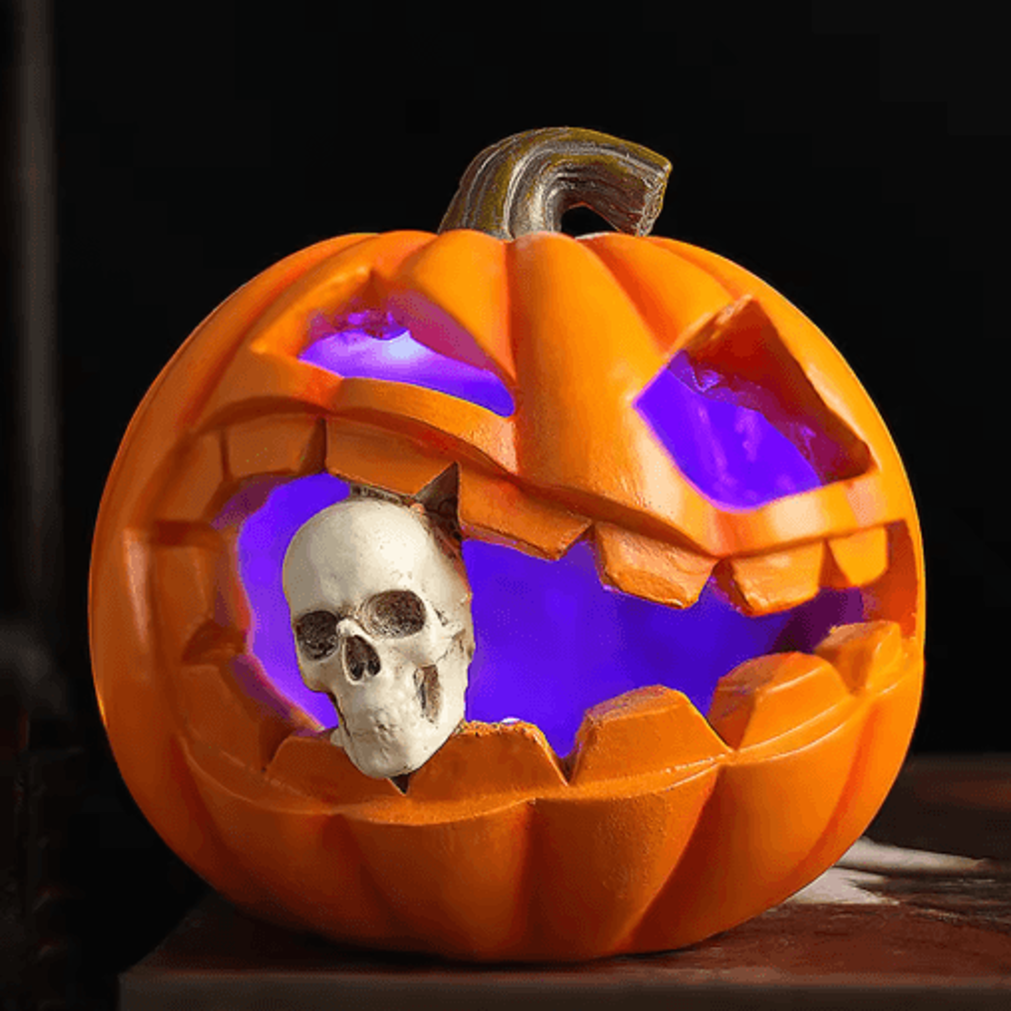 Halloween Ghost Pumpkin Lantern Pumpkin Eating Skull Statue For Porch Garden And Table Decor 5
