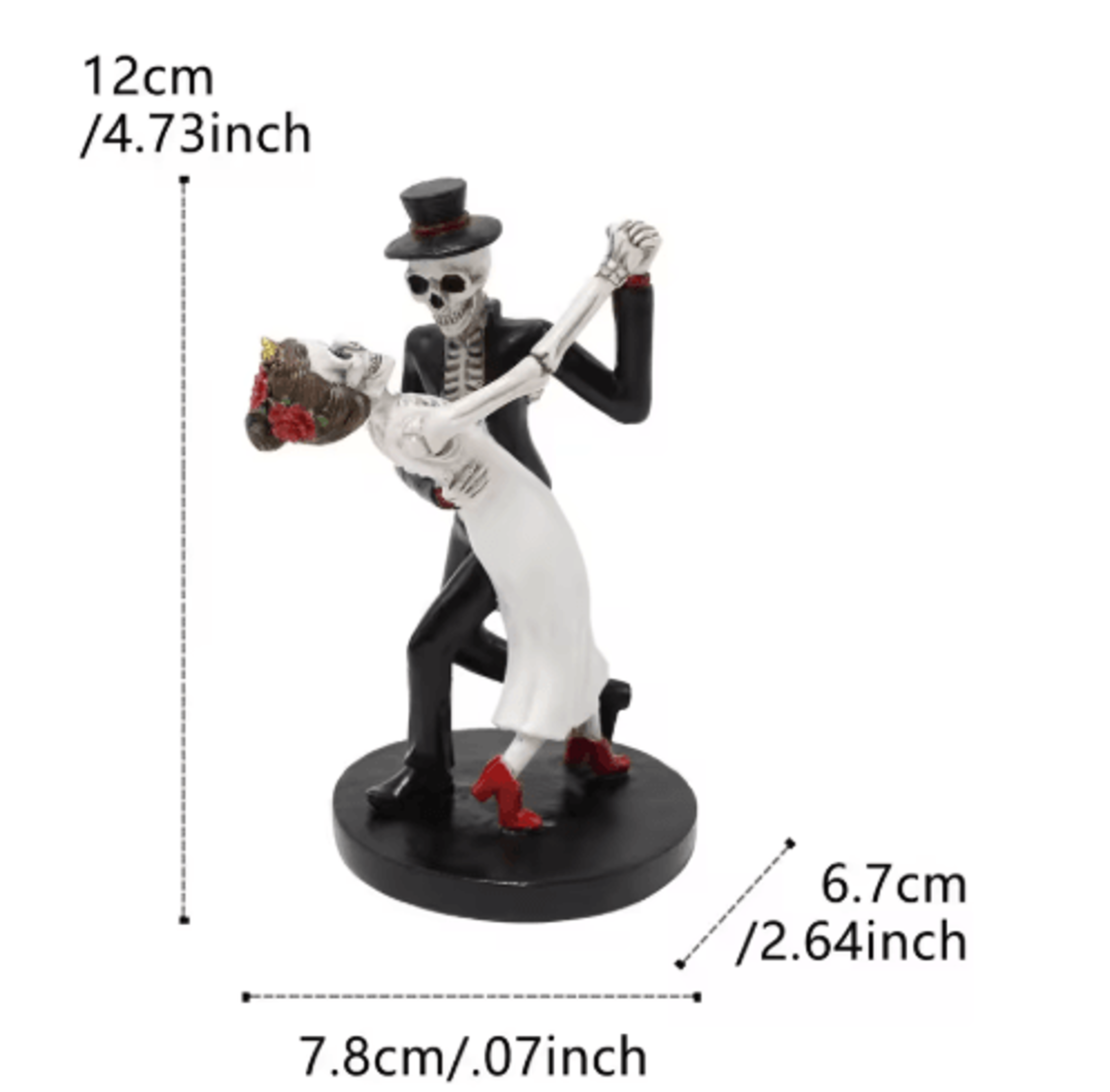 Halloween Dancing Skeleton Couple 12cm Resin Tabletop Decor For Spooky Home And Party Displays 1