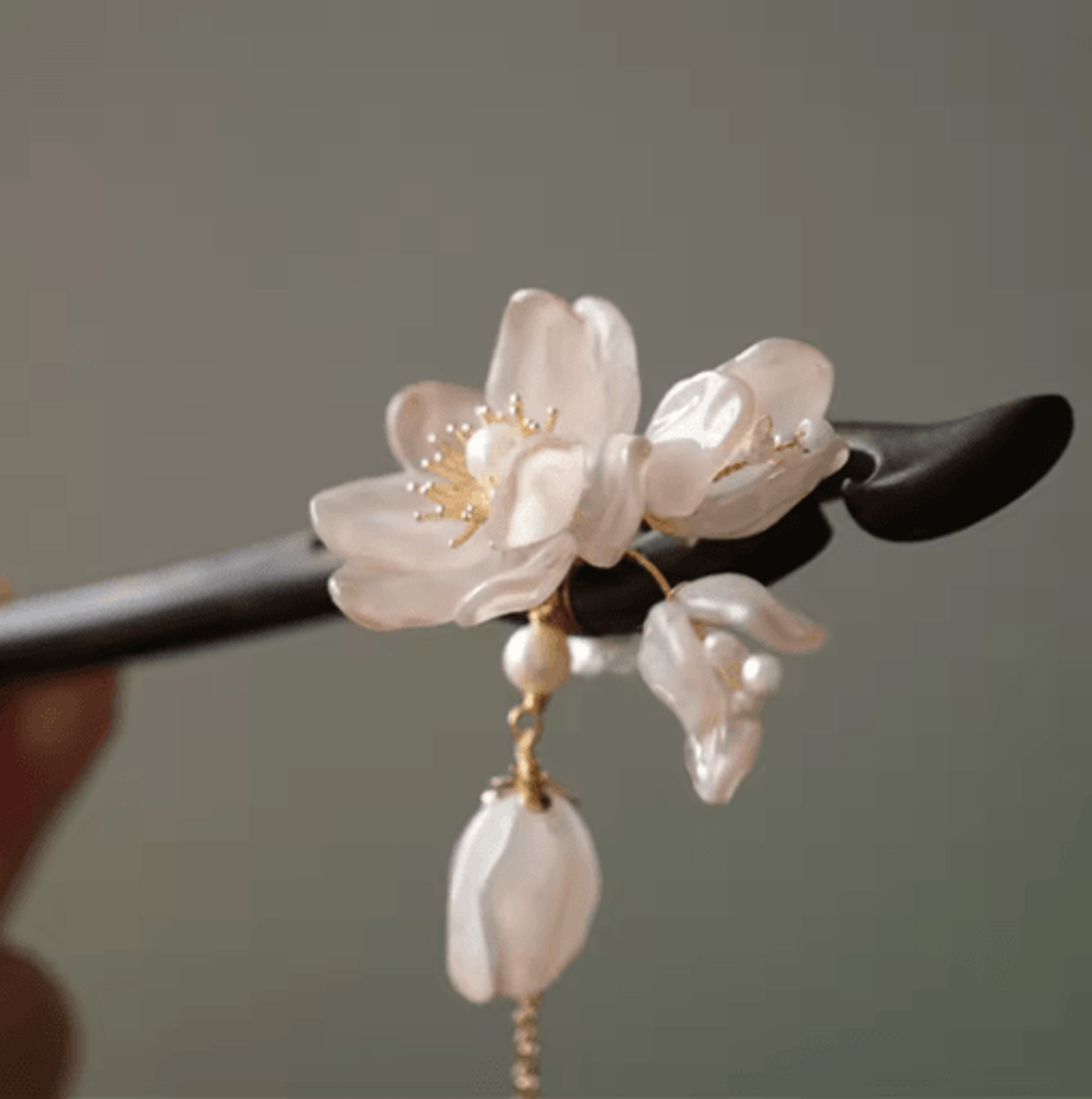 Pink Flower Hair Pin Retro Chinese Style Wooden Hair Sticks With Pendant For Hanfu 3