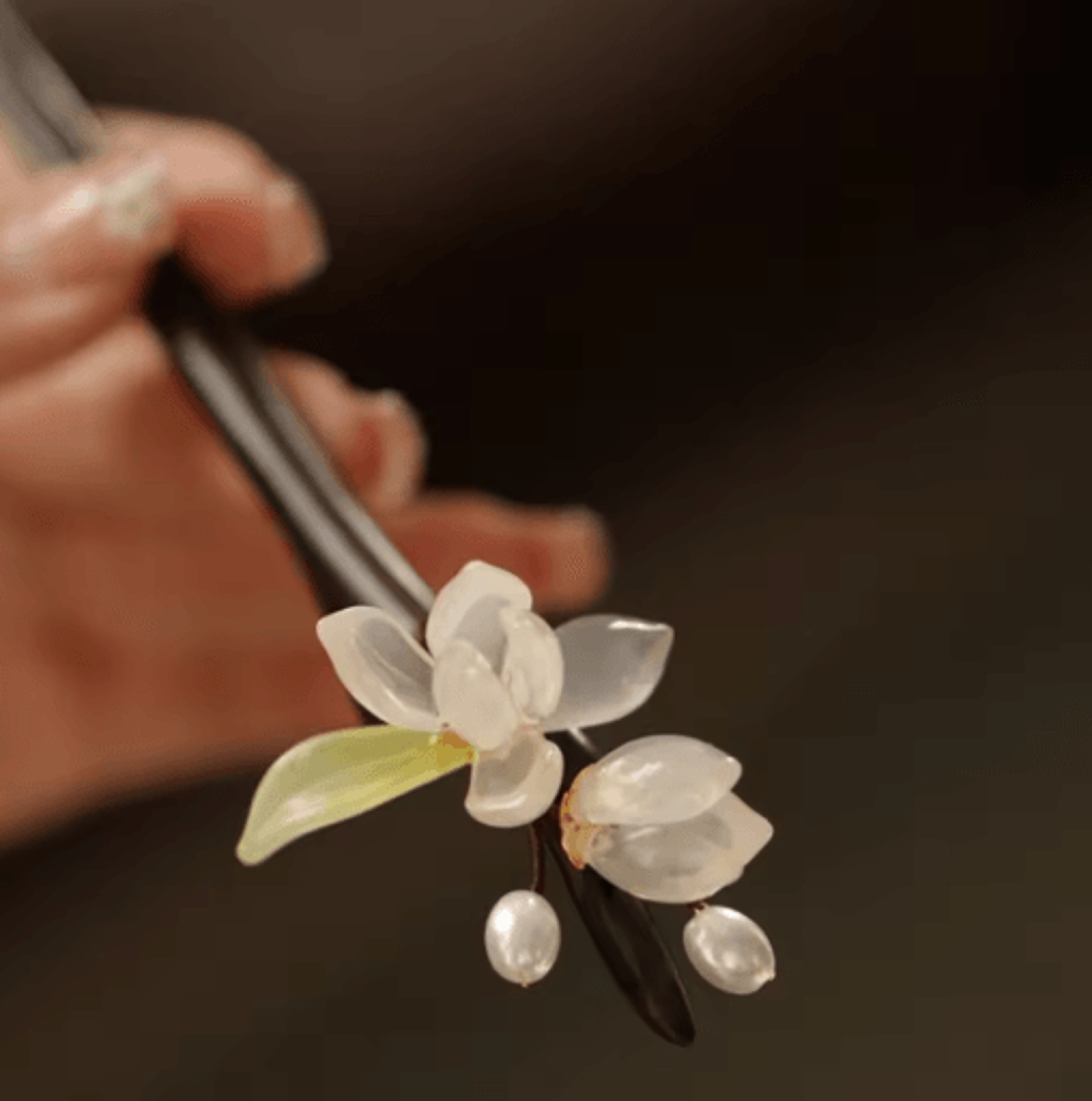 Pink Flower Hair Pin Retro Chinese Style Wooden Hair Sticks With Pendant For Hanfu 4