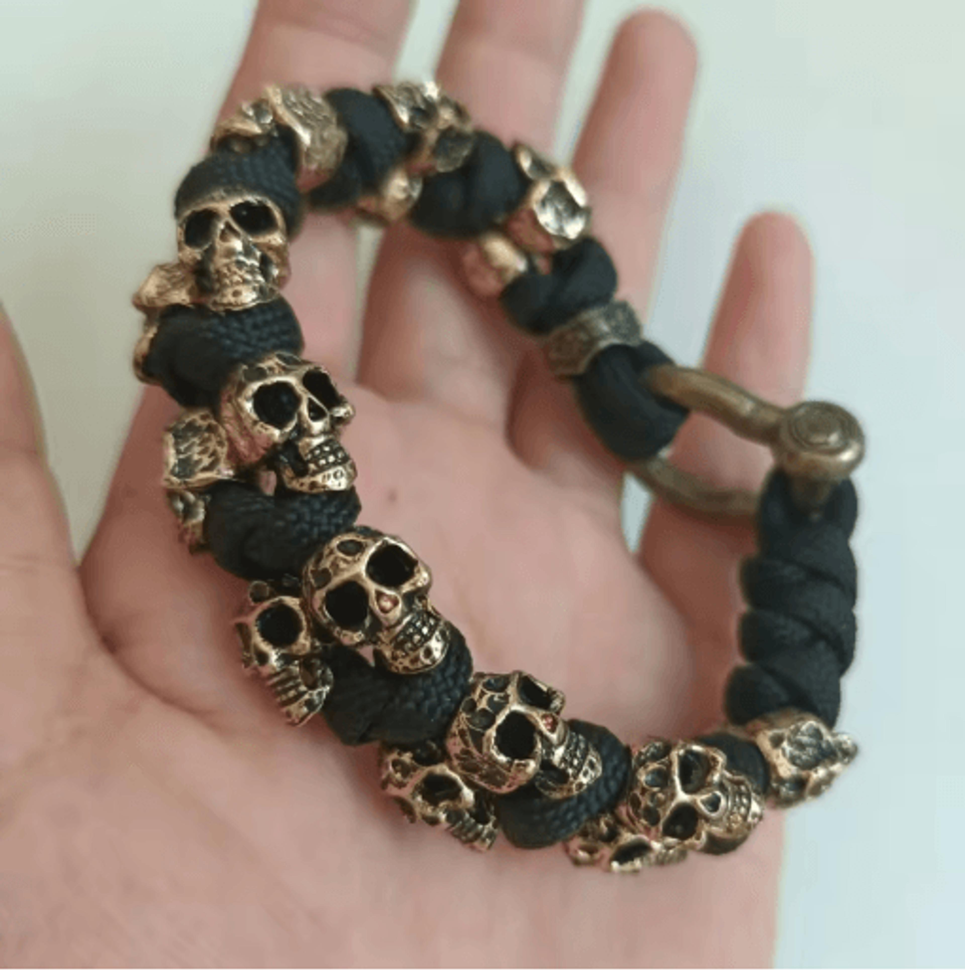 Punk Skull Paracord Bracelet For Men Vintage Handmade Adjustable Wristband 5