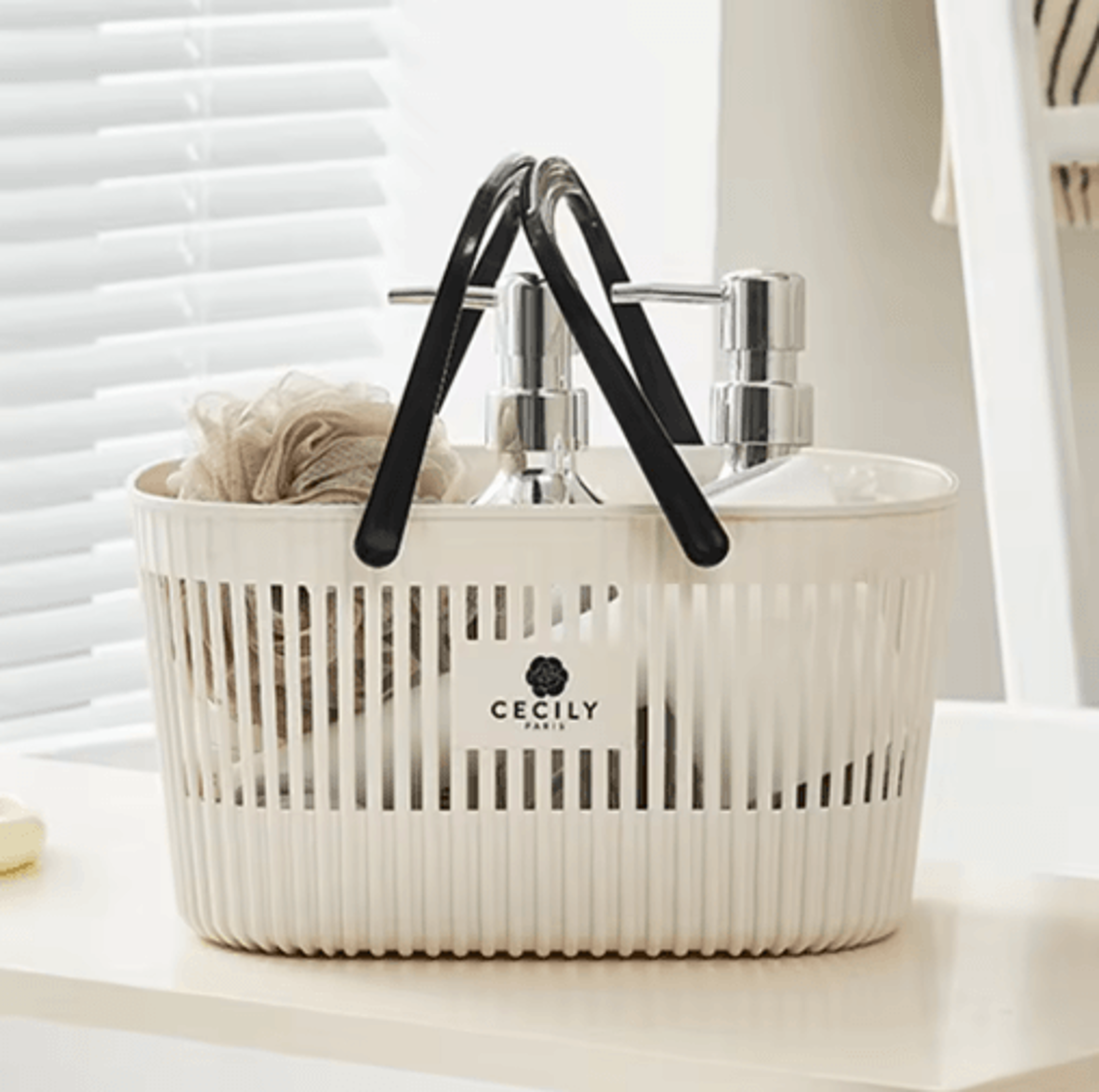 Plastic Organizer Basket With Handles Stackable Drainage Storage Bin For Bathroom Essentials 7