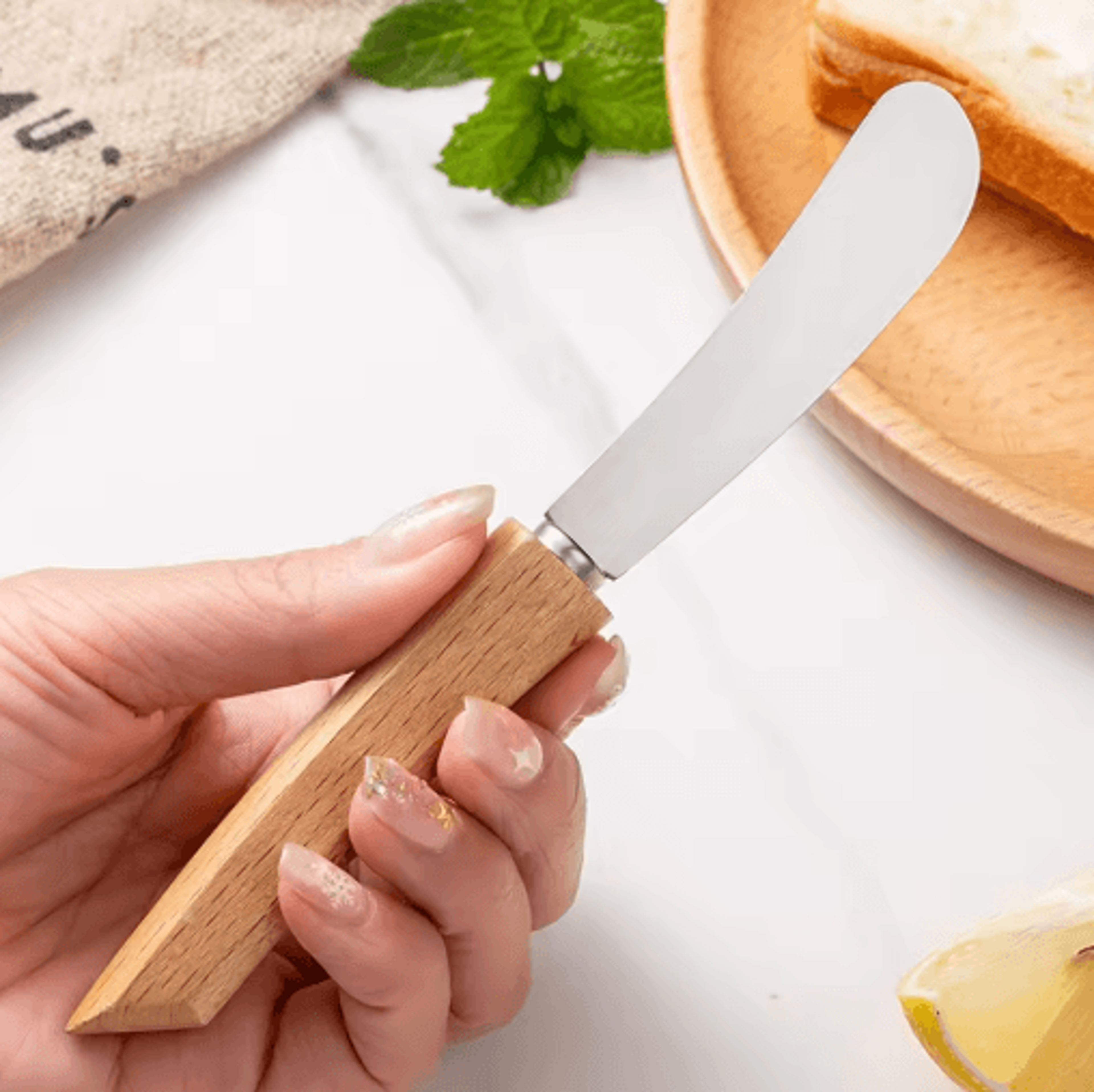 Stainless Steel Butter Knife Wooden Handle Bread And Jam Spreader 3