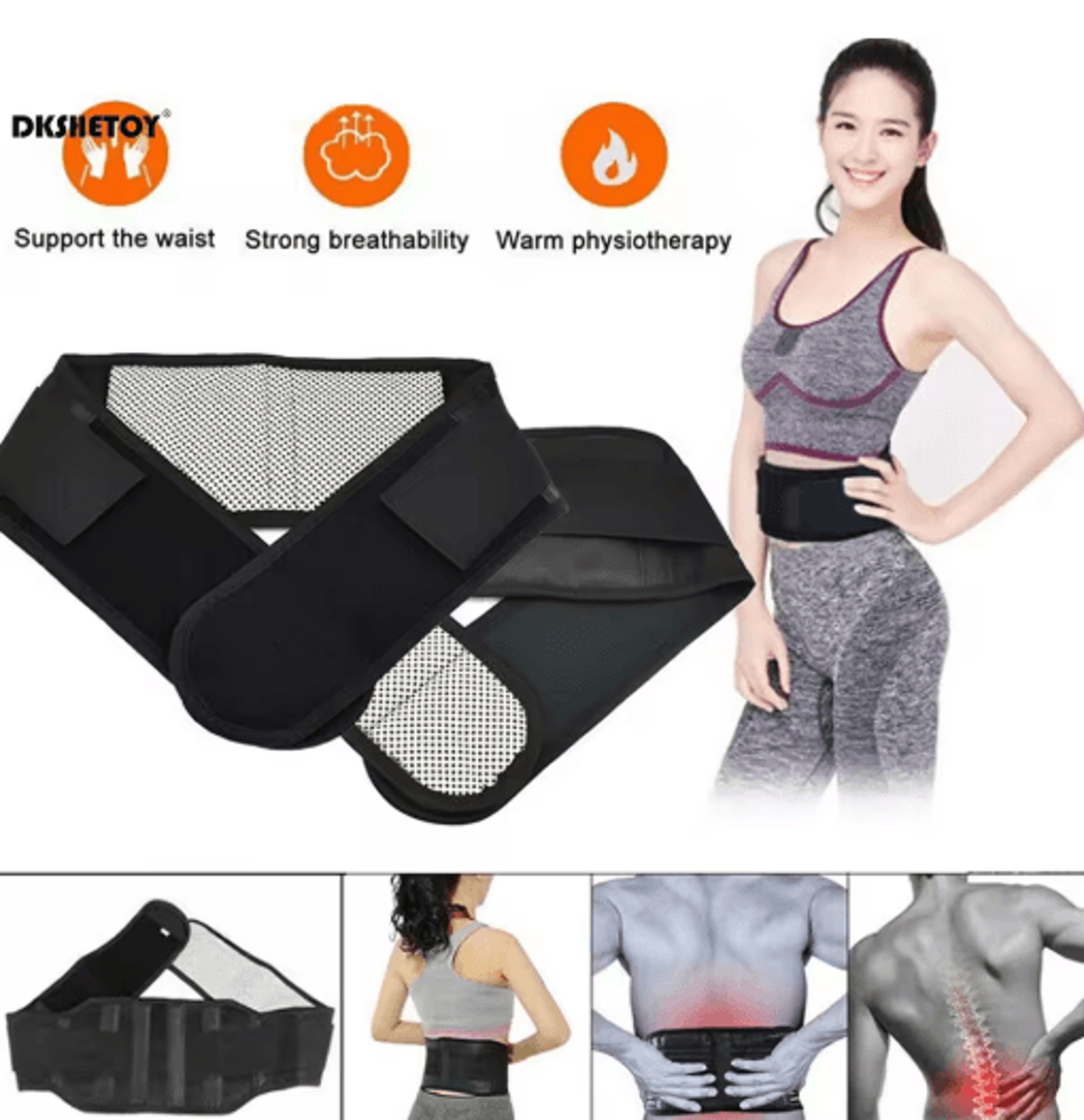 Self Heating Warm Waist Belt Adjustable Lower Back Support And Protective Waist Wrap 5
