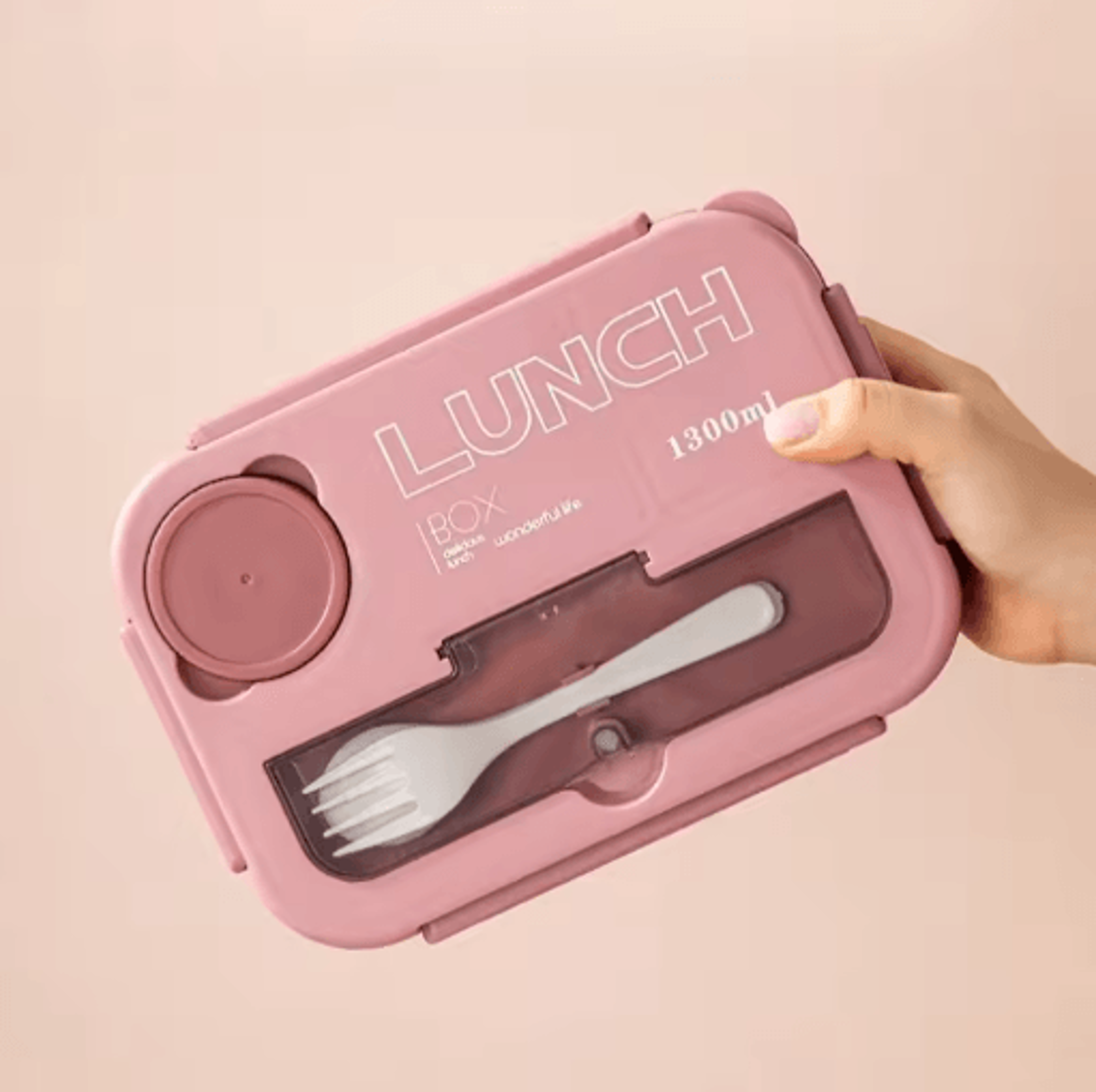 1300ML Compartment Bento Lunch Box Portable Microwave Food Container With Fork And Spoon 2