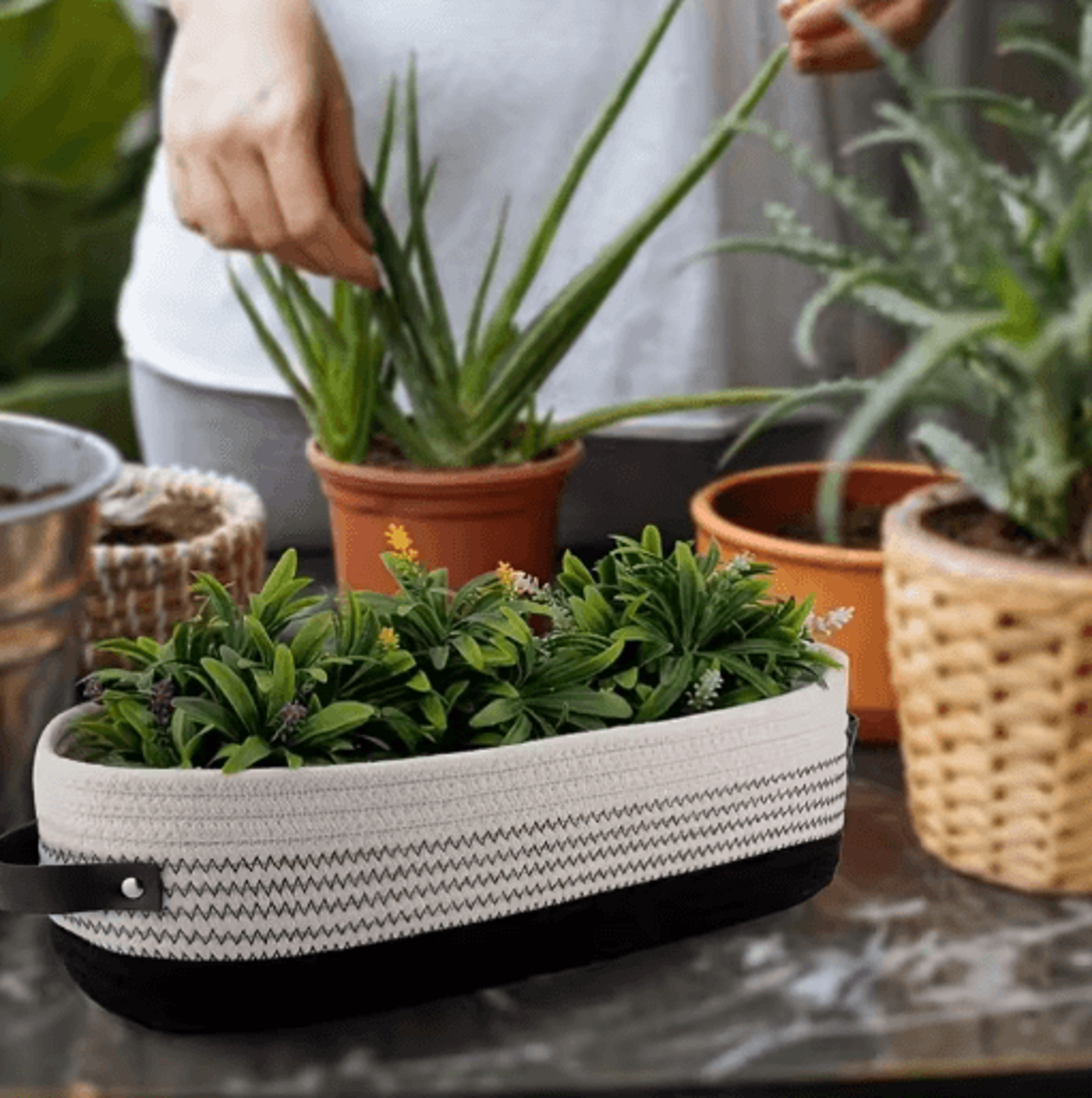 Elegant Oval Cotton Rope Storage Basket With Leather Handle Bathroom And Home Organizer 4