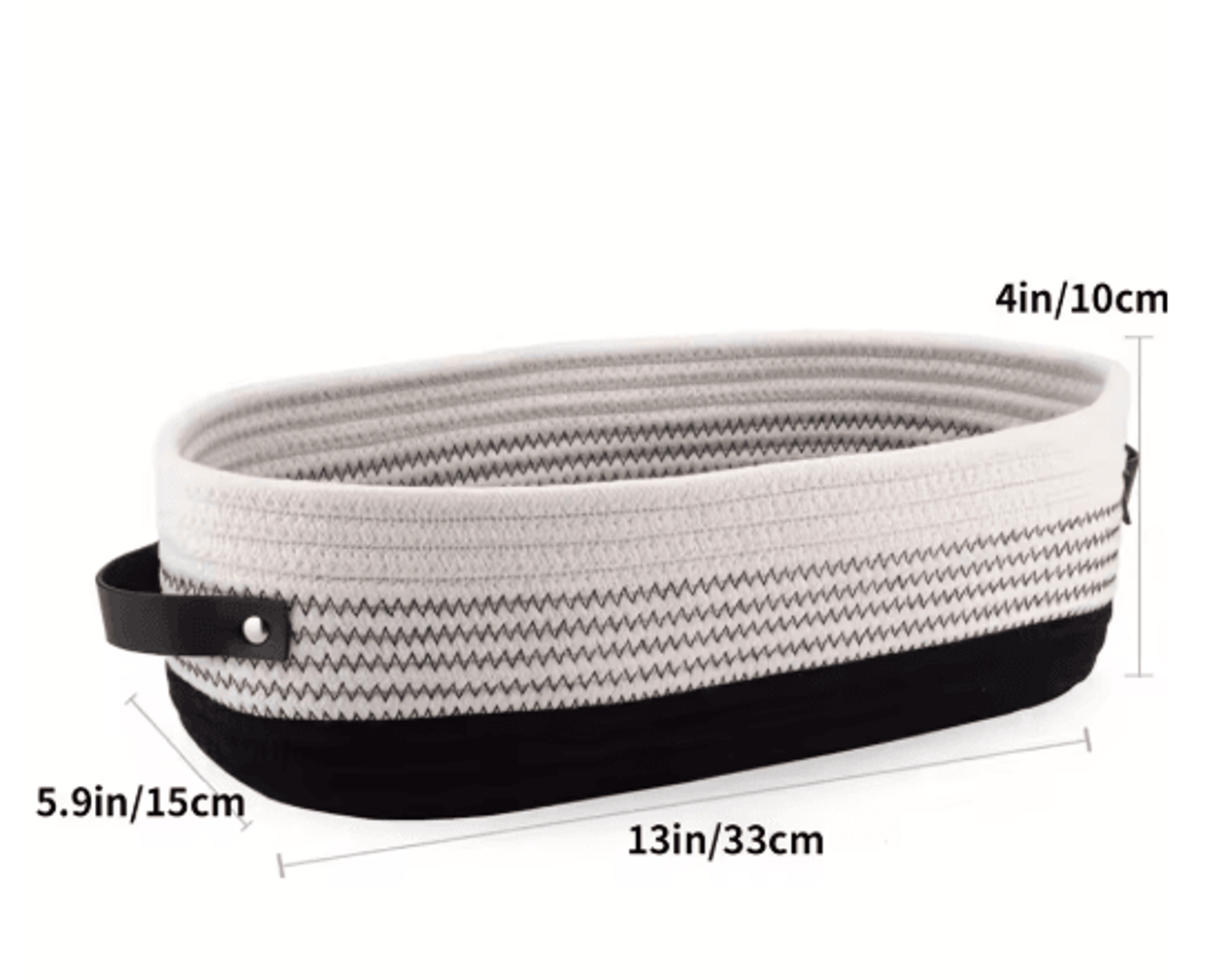 Elegant Oval Cotton Rope Storage Basket With Leather Handle Bathroom And Home Organizer 7