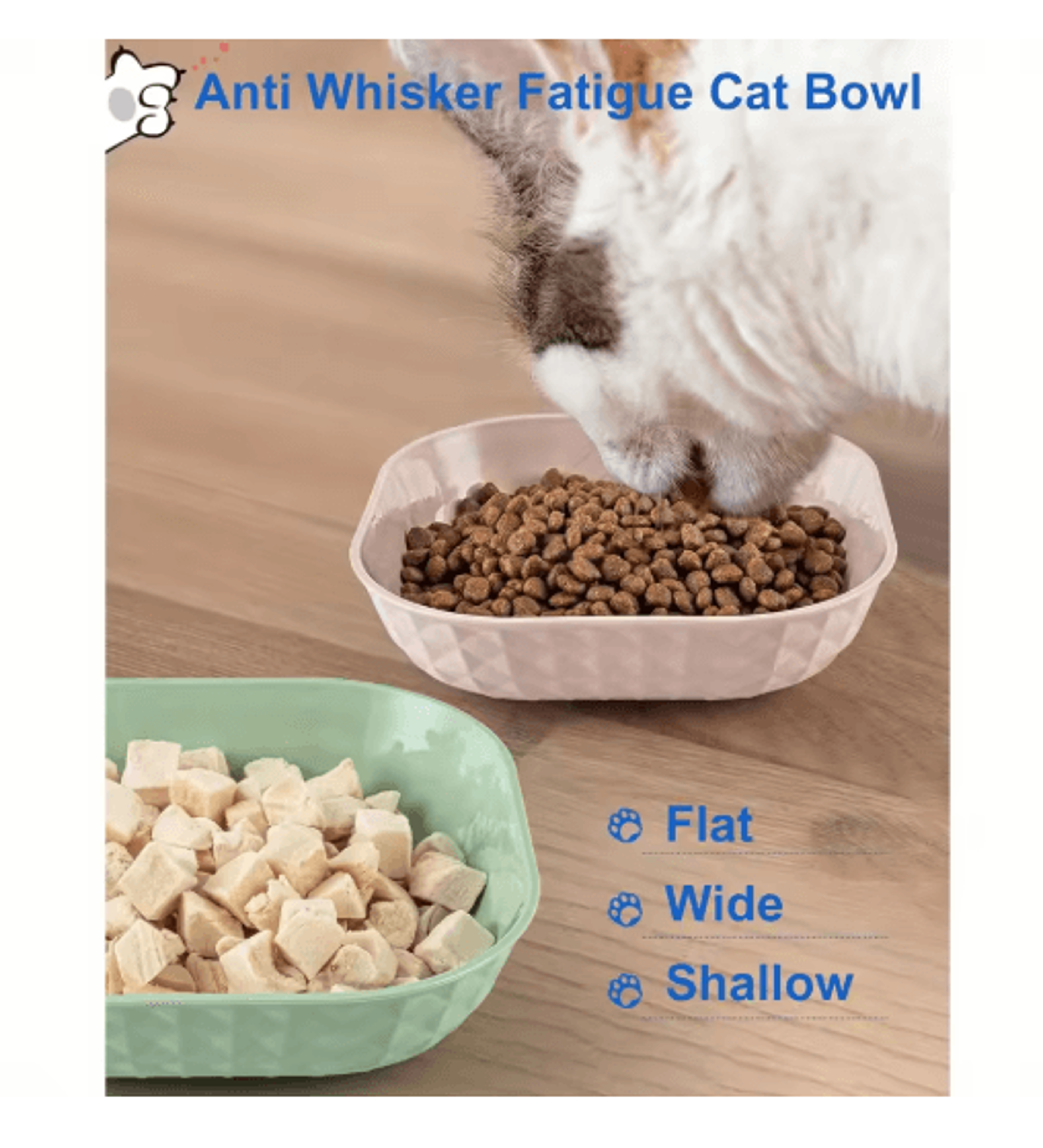6PCS Non Slip Cat Bowls Set Shallow Whisker Relief Dishes With 55in Wet Food Plates 3