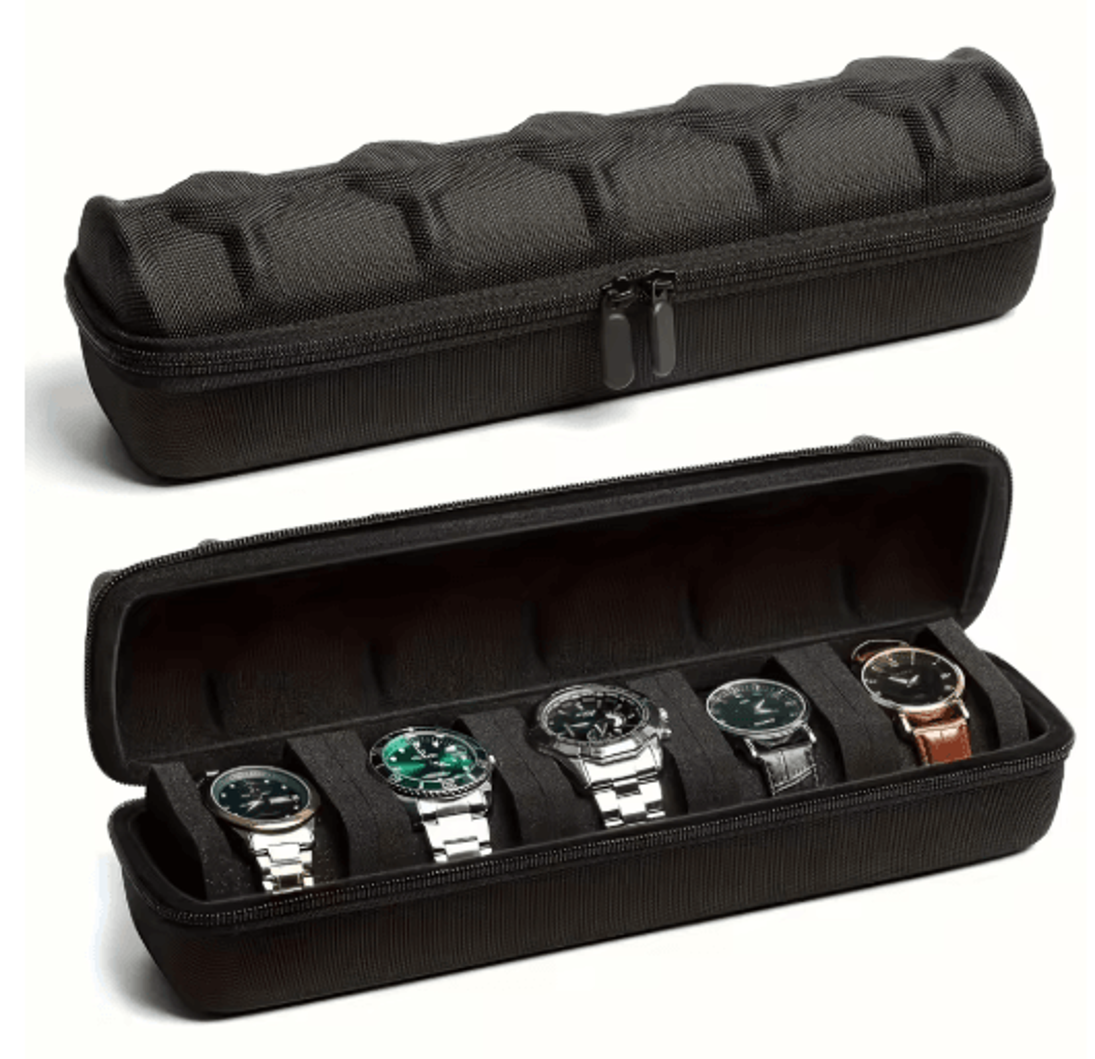 Heavy Duty Watch Organizer Box 5 Slot Portable Watch Storage Case With Flip Top Lid 5