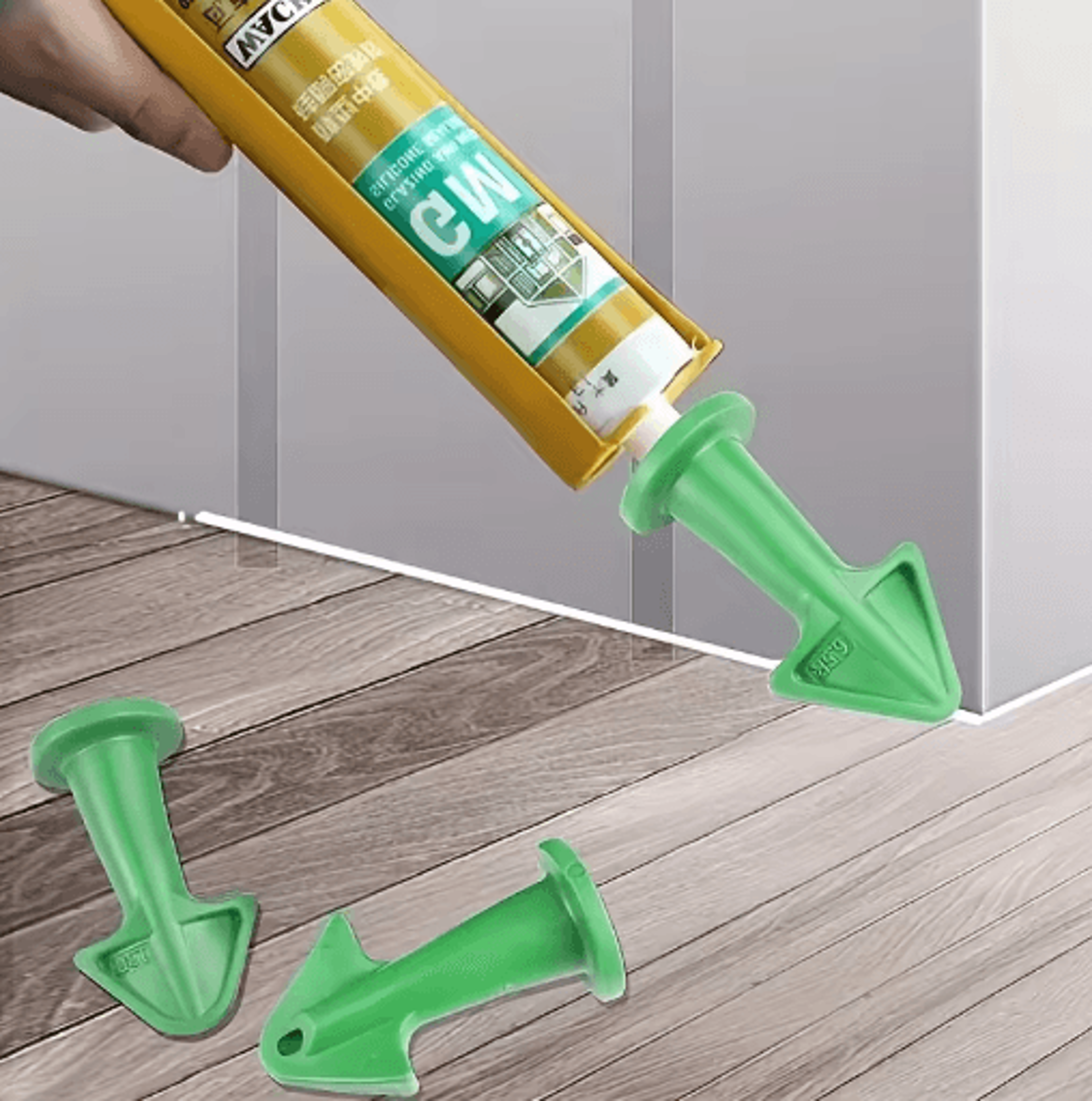 3PCS Caulk Nozzle Applicator Set Silicone Caulking And Sealant Finishing Tools With Scraper 0