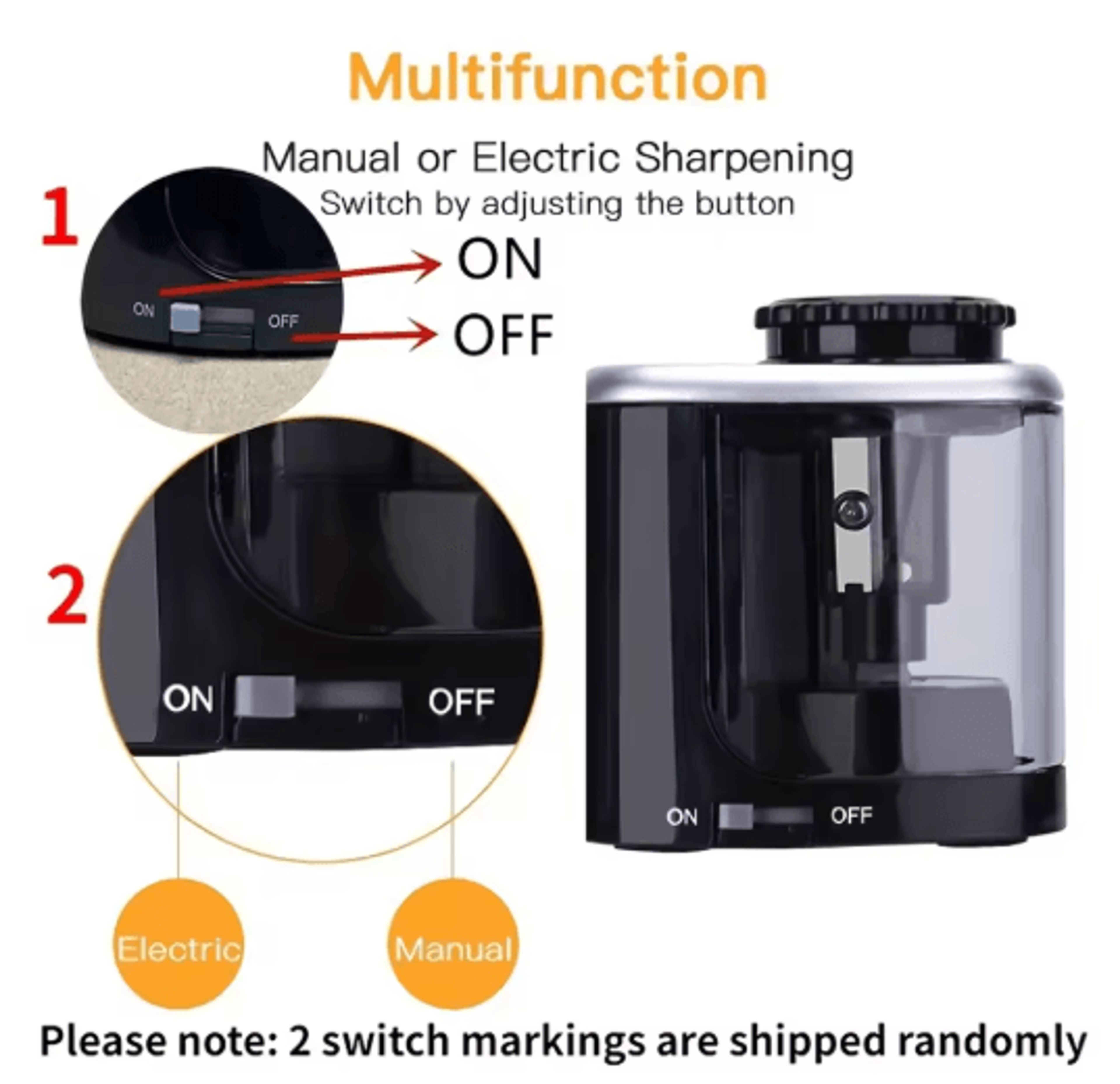 Electric Desktop Pencil Sharpener Automatic Sharpener For 6 To 8mm Pencils 5