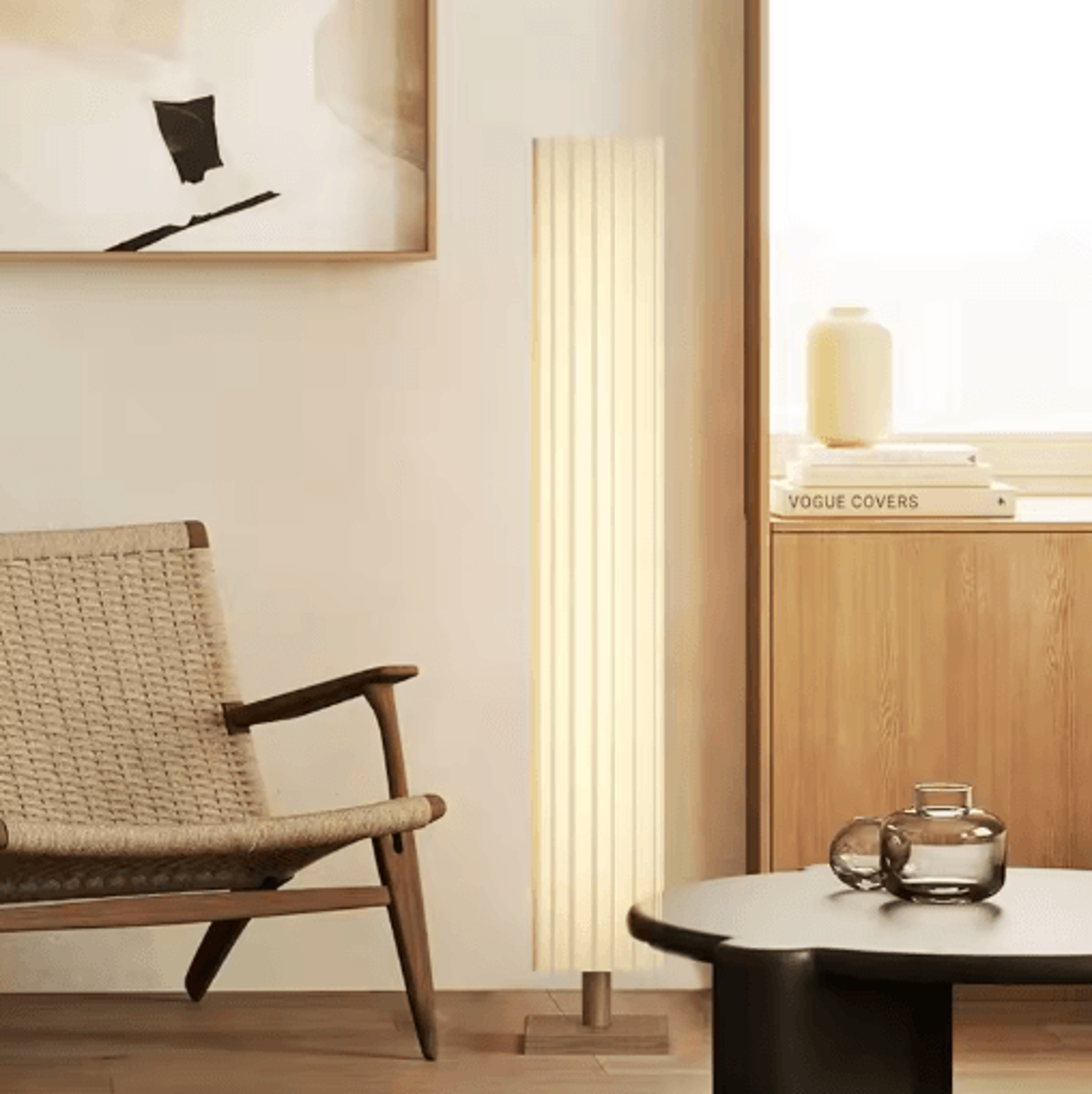 Fabric LED Floor Lamp Decorative Wooden Standing Light For Living Room And Bedroom 4