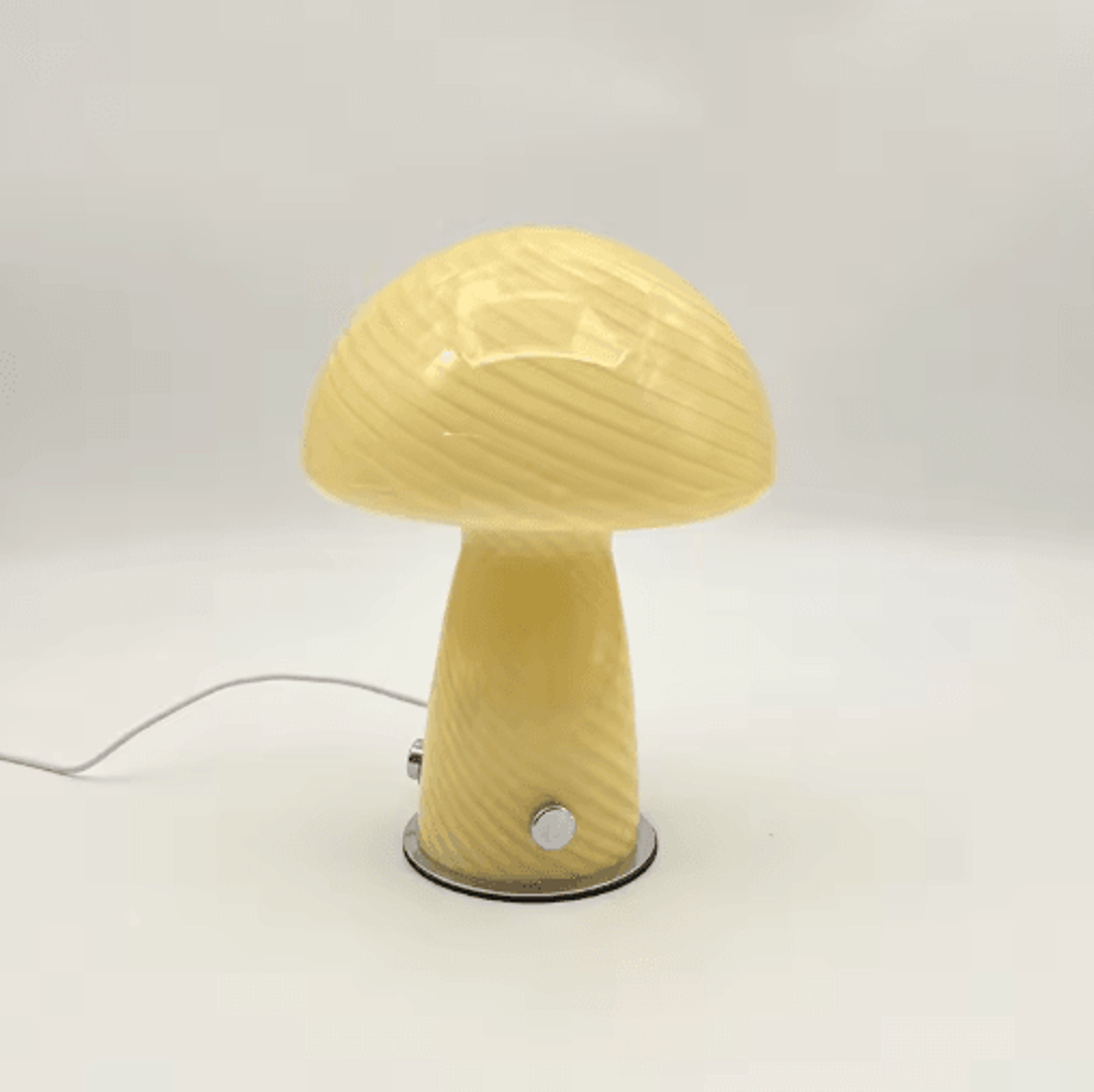 Cream Striped Mushroom Table Lamp Cozy Bedside Ambient Light For Bedroom And Living Room 1