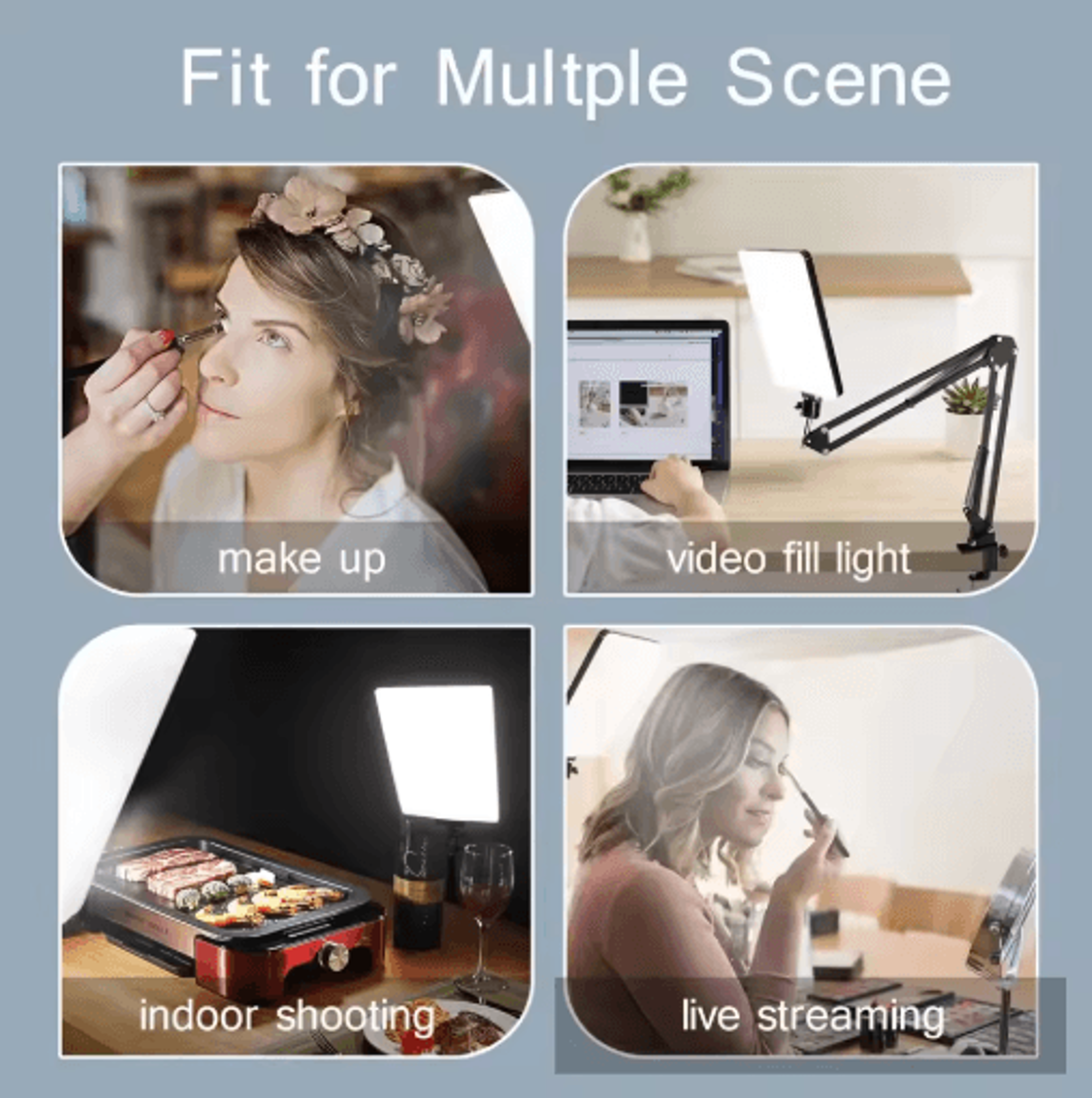 LED Photography Light With Scissor Arm Stand Professional Selfie And Streaming Lamp For Zoom And Yo 3