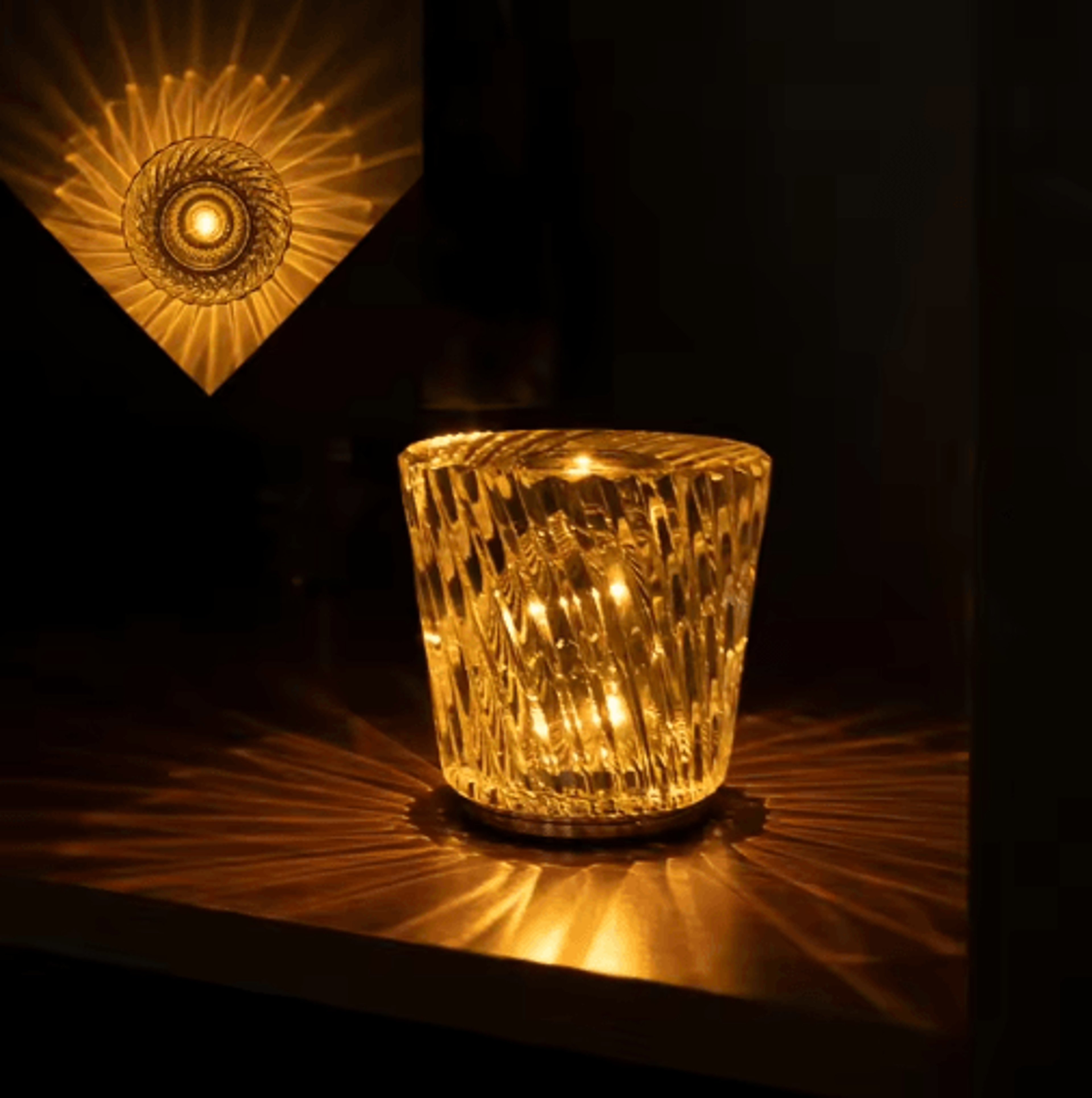 Crystal Small Table Lamp USB Rechargeable Cordless Bedside And Bar Lamp With Stepless Dimming 4