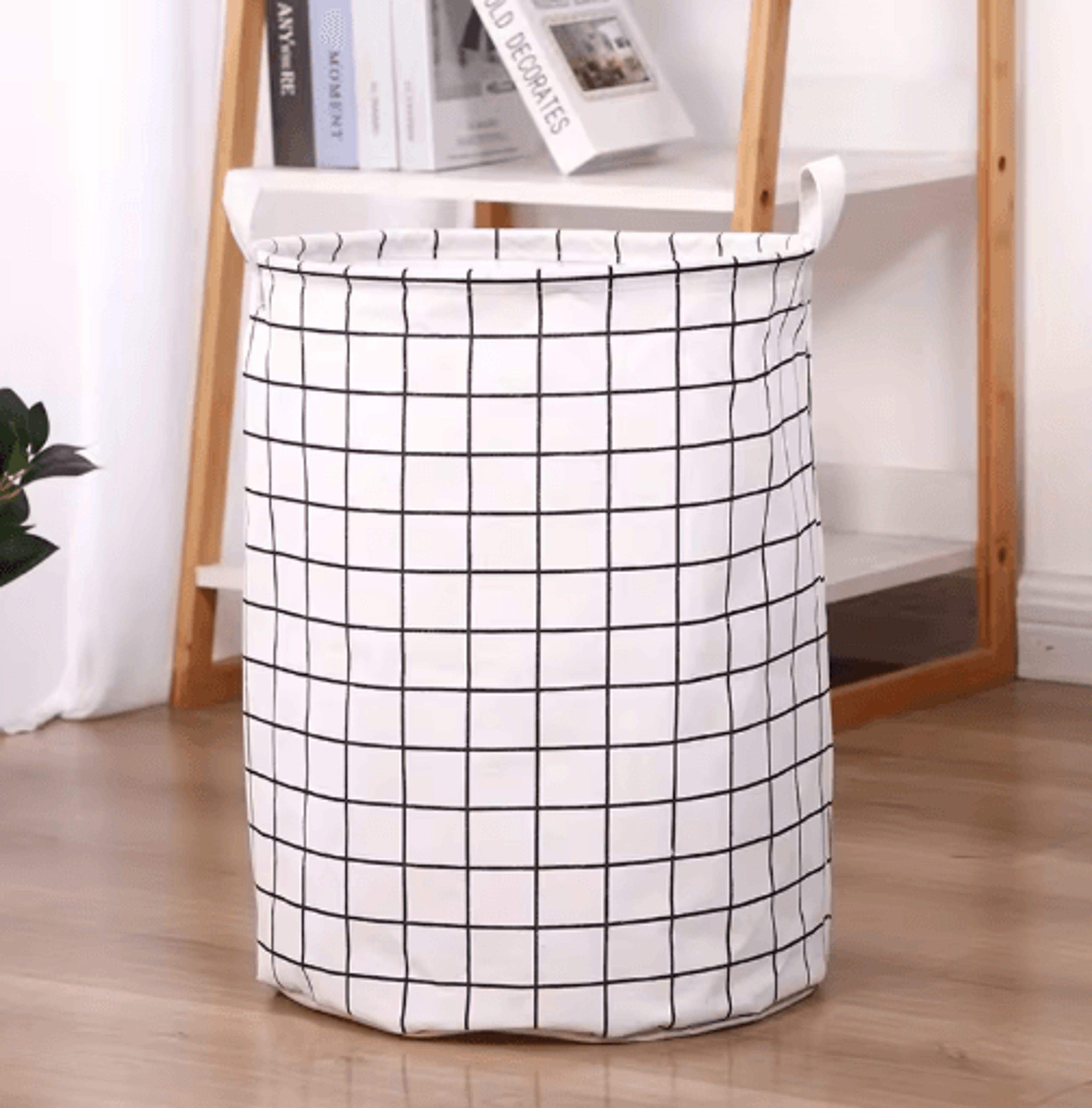 Fabric Storage Basket Cotton And Linen Drum Storage Bag For Laundry And Home Organization 0