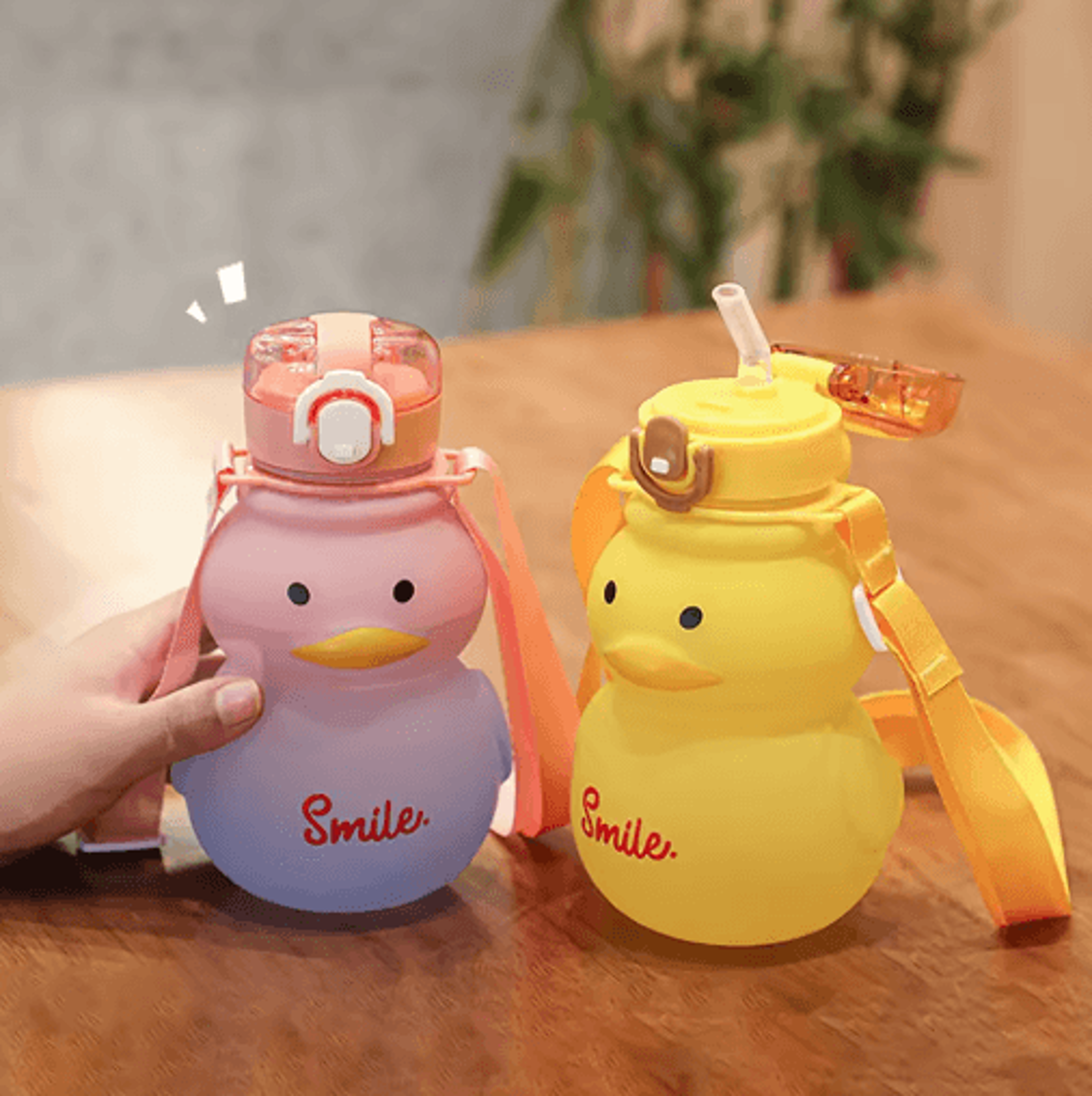 650ml Cute Duck Water Bottle Kawaii Straw Drinking Cup For Girls And Kids 7