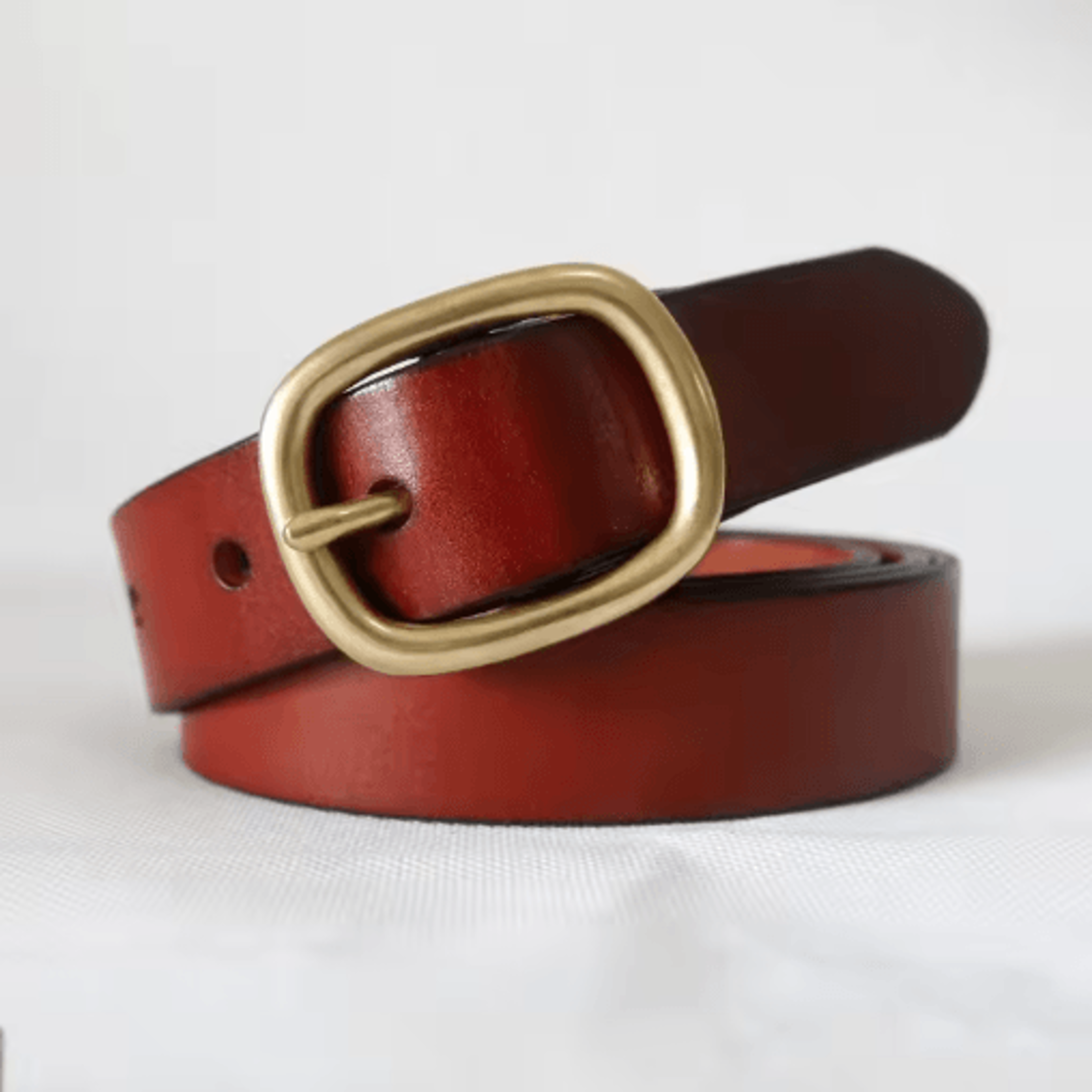 DINISITON Womens Genuine Leather Belt Vintage Gold Pin Buckle Strap For Jeans And Dresses 3