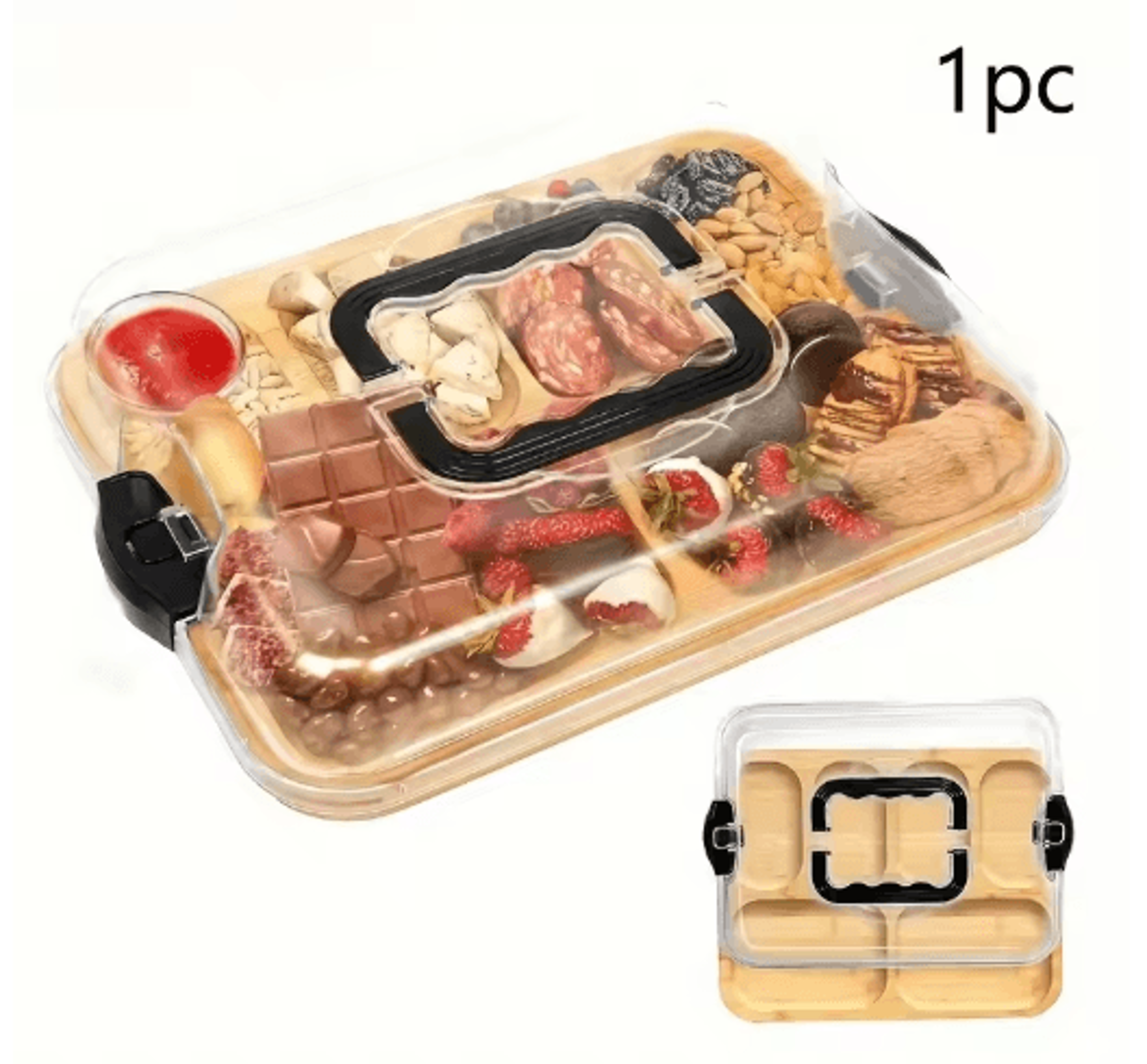Natural Bamboo Cheese Tray With Snap On Acrylic Lid Elegant Charcuterie Platter 5