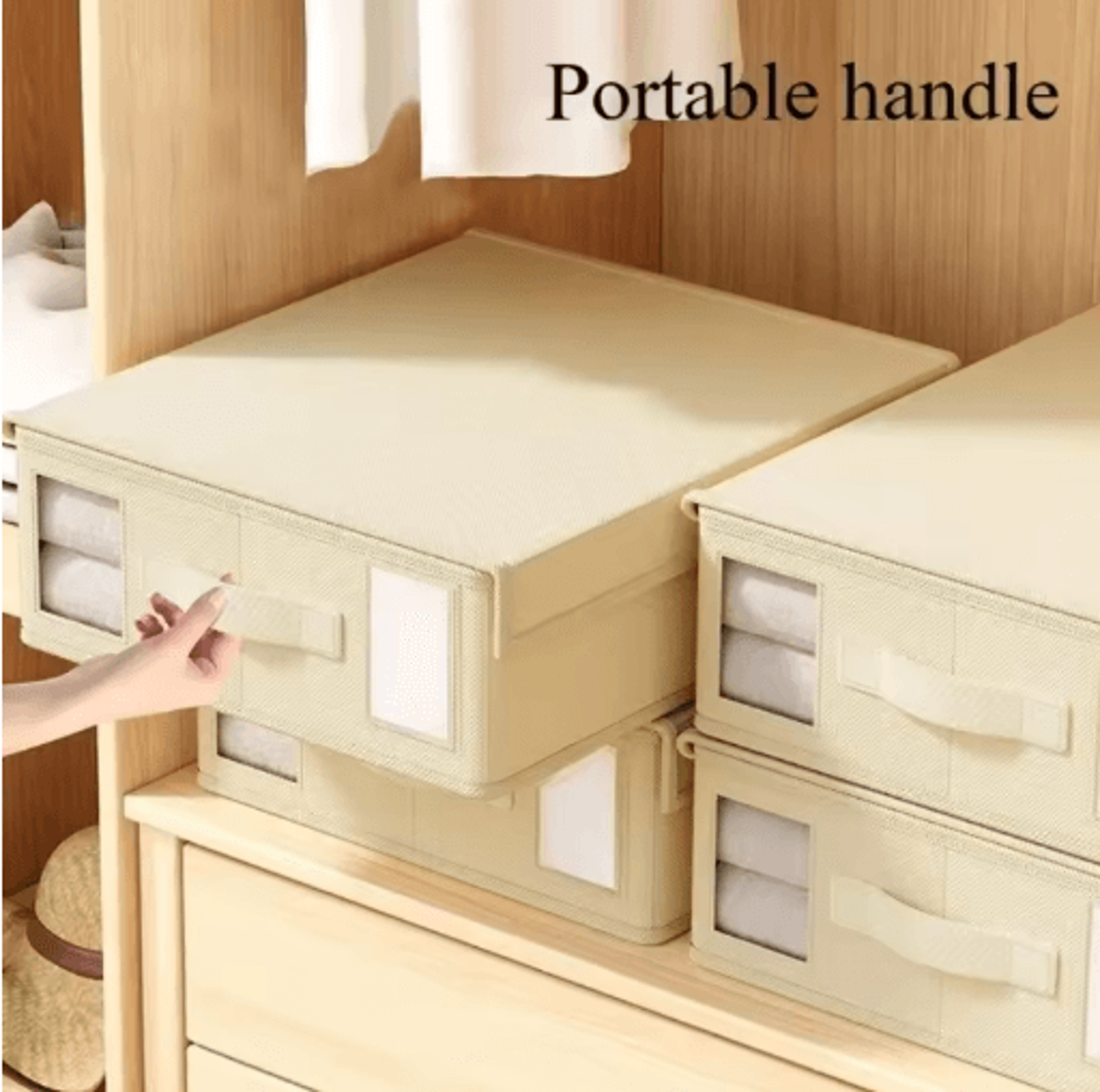 Foldable Thick Fabric Bedding Storage Box  Zippered Organizer With Window For Sheets  Blankets Clos 0