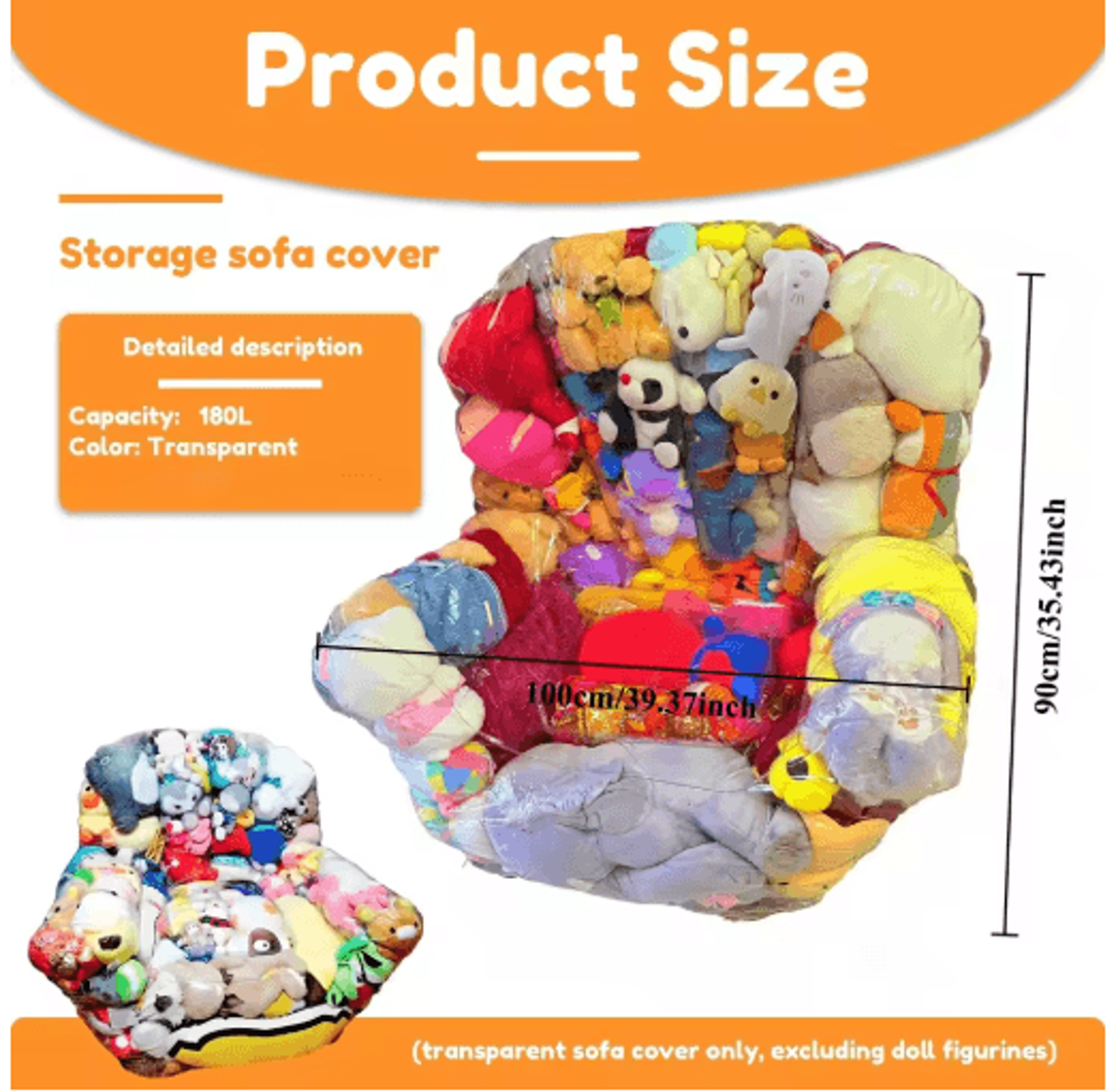 Large Capacity Transparent Sofa Storage Bag  Plush Doll Organizer  Tatami Sofa Cover 1