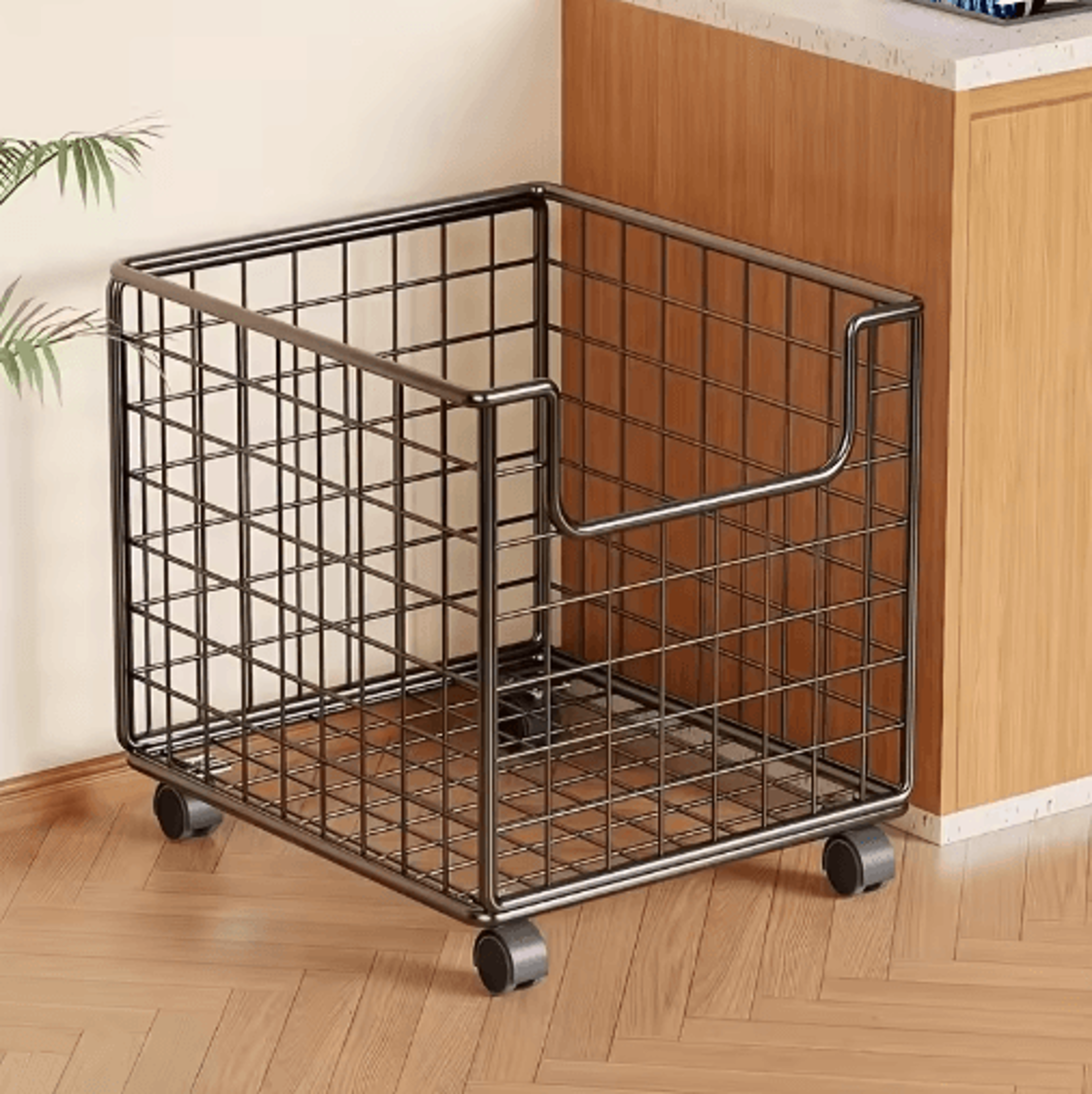 Metal Rolling Storage Basket With Wheels Multi Purpose Home Organizer 4