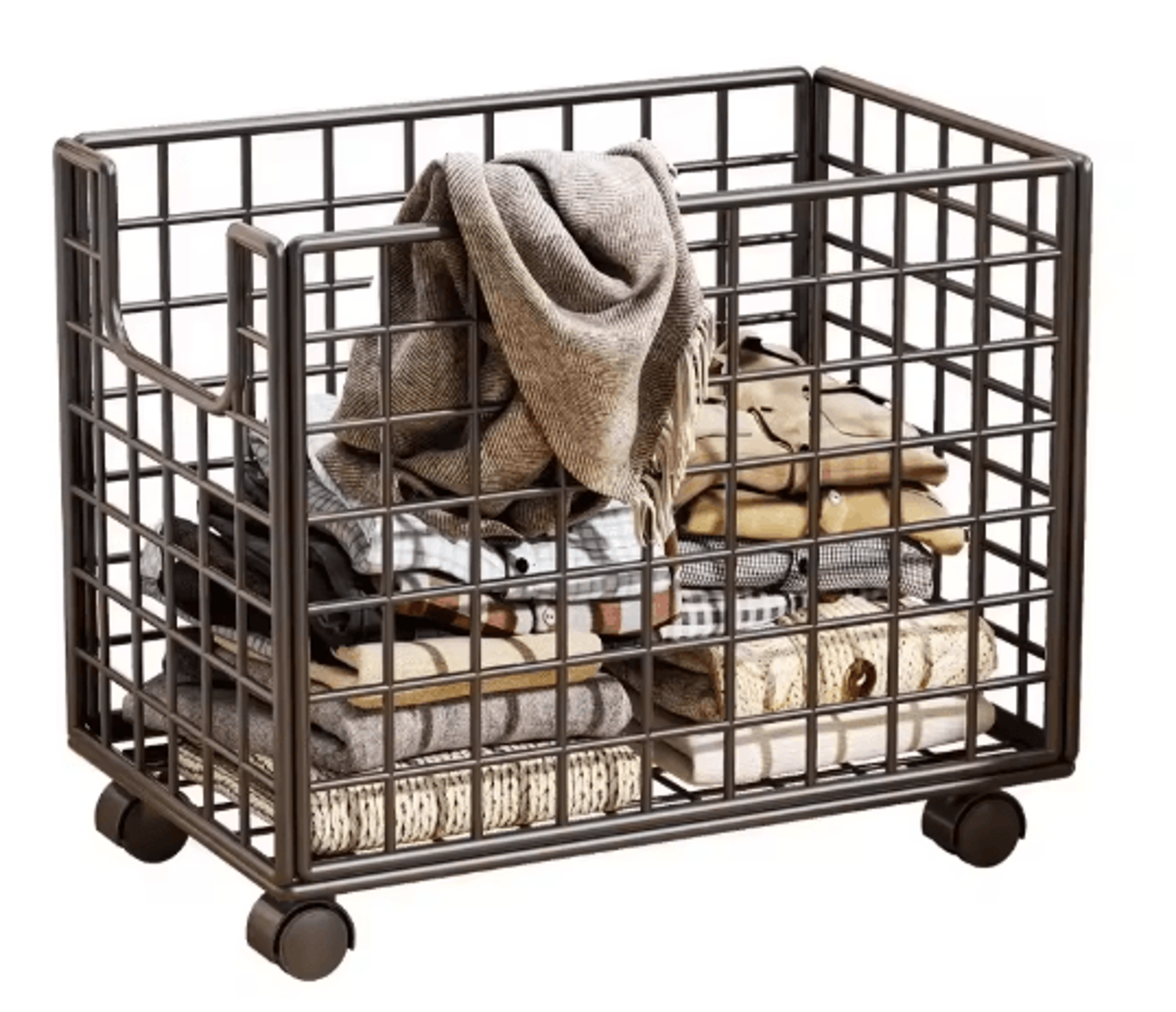 Metal Rolling Storage Basket With Wheels Multi Purpose Home Organizer 6