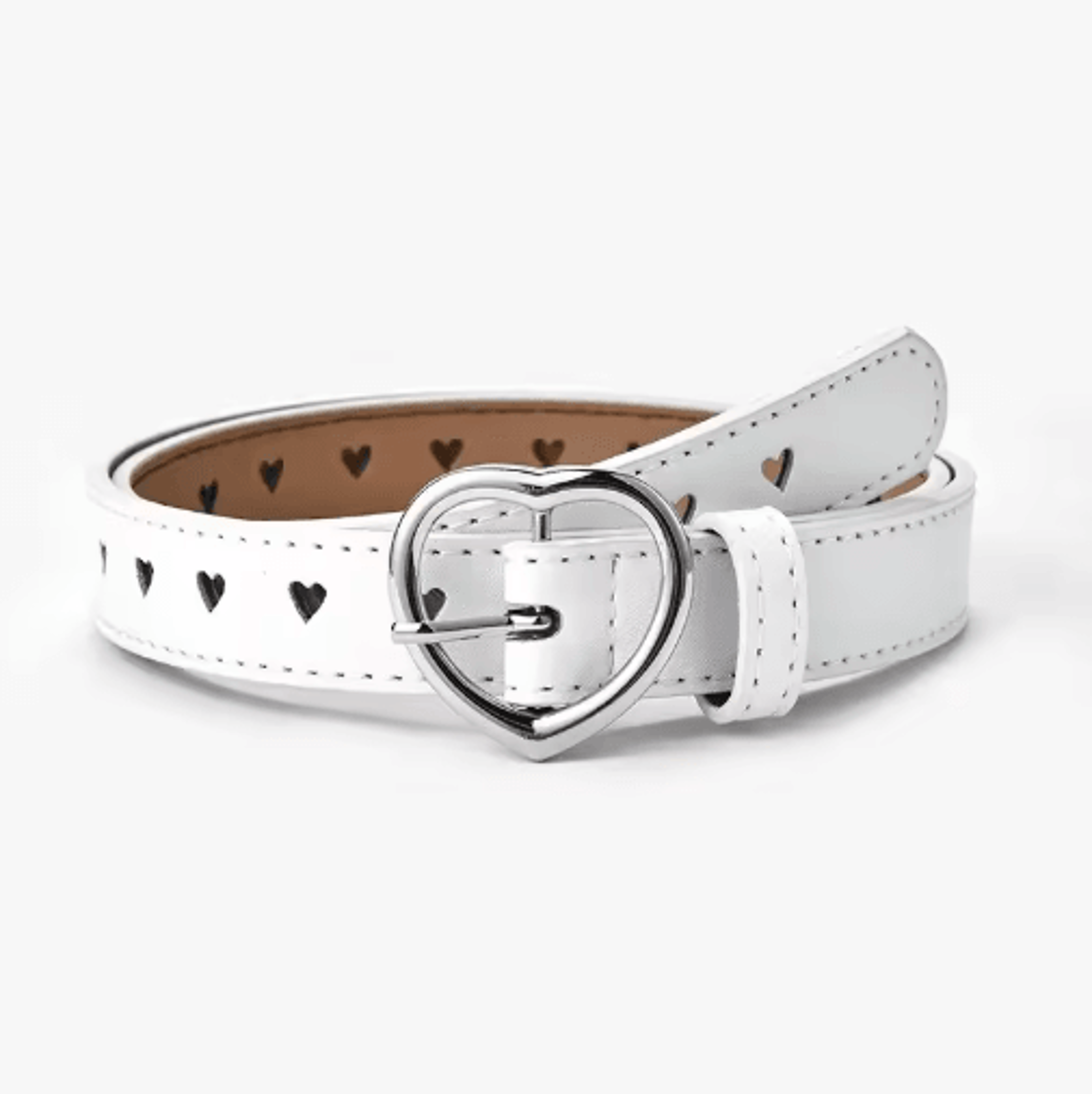Childrens Faux Leather Belt Cute Peach Heart Buckle Waistband For Girls 3